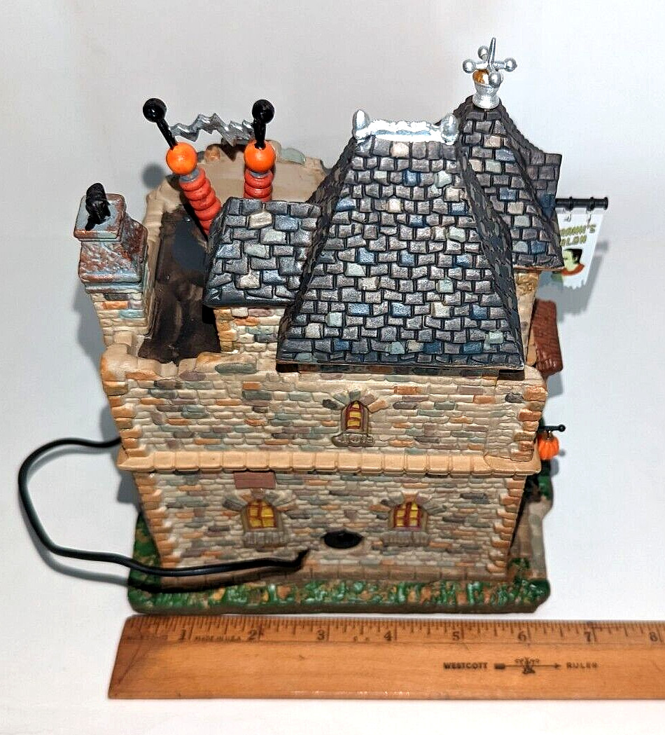 Lemax Spooky Town Franks Salon Frankenstein Hair Cut LED Sound Halloween Village