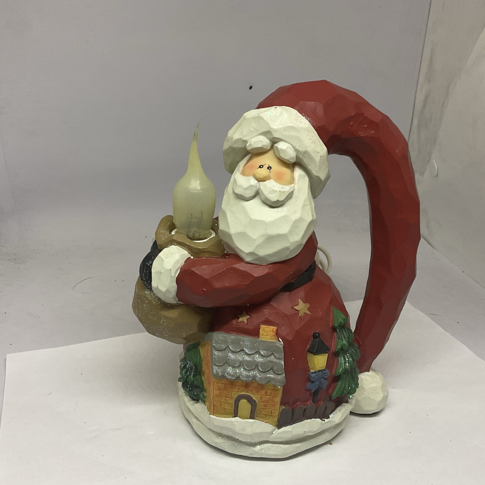 Santa Lighted Decorative Figurine Cord with Toggle on Off Switch Vintage