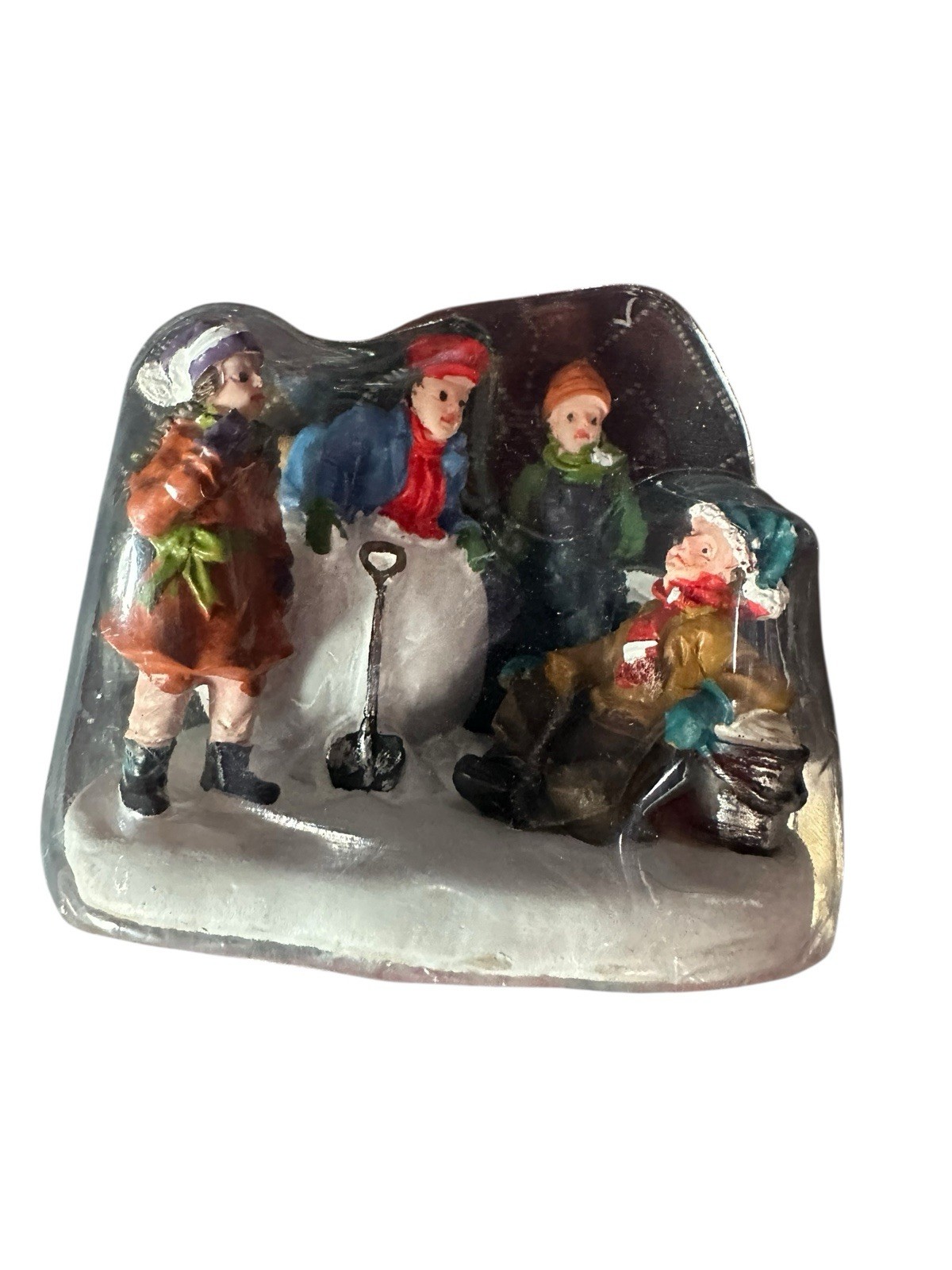holiday time christmas village decor giant snow ball bird bath dog wood pile