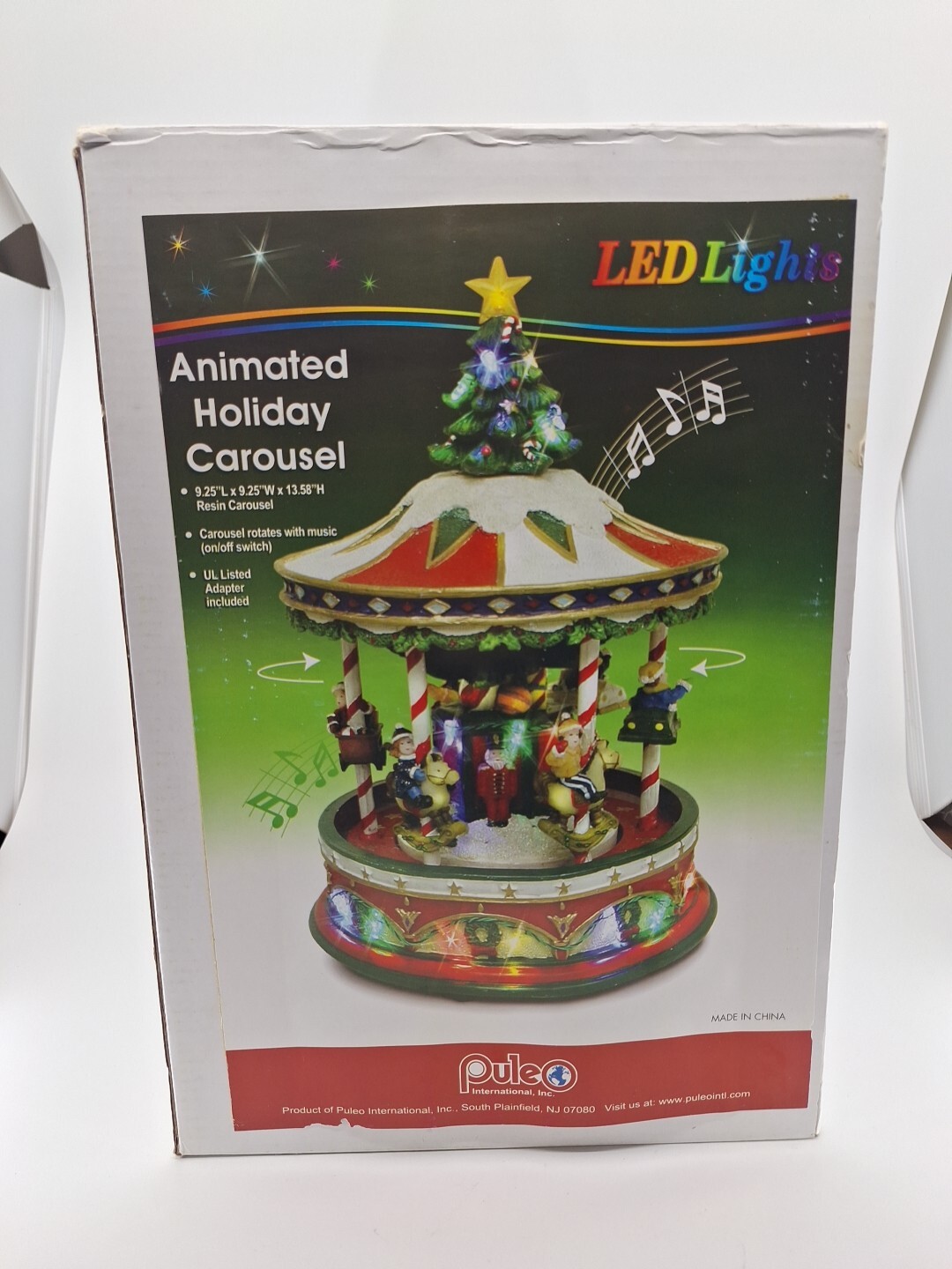 Puleo Animated Holiday Christmas Carousel-Rotates, Lights, Music-13.5″ x 9.25″