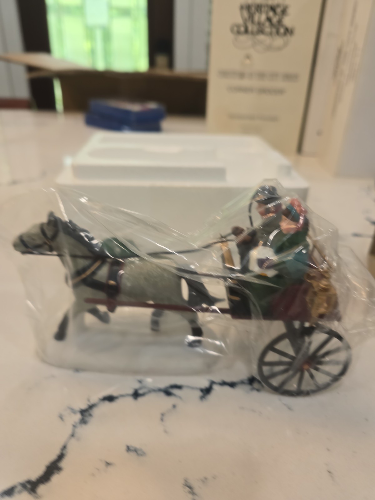 Dept. 56 Heritage Dickens 1996 Red Christmas Sulky #58401 Couple in Horse Drawn