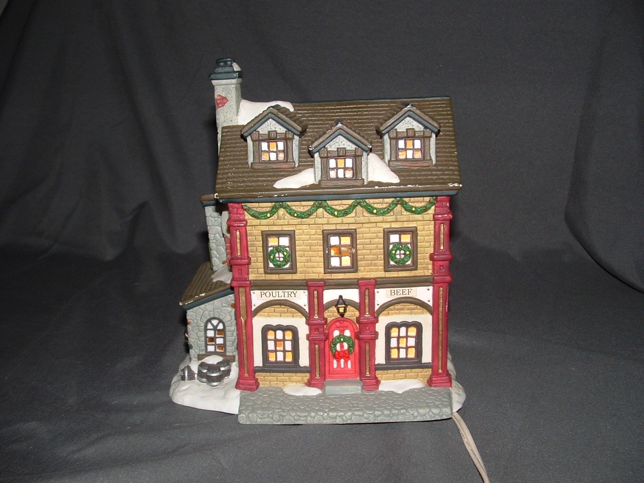 Retired 1997 Light Up St Nicholas Square Christmas Village Simon’s Butcher Shop