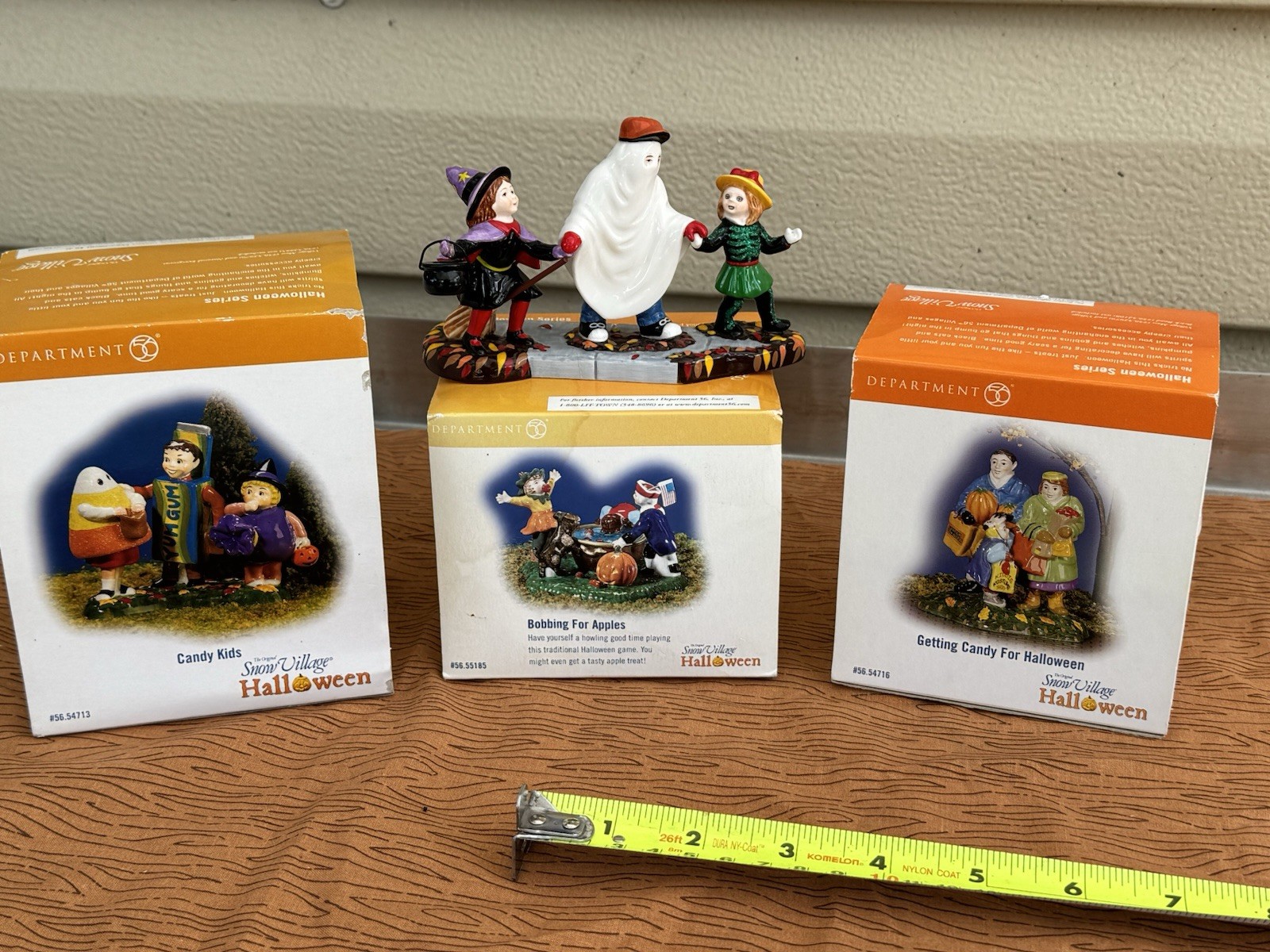 4 Assorted Dept 56 Snow Village Halloween Accessory’s Kids Apples Candy Treats