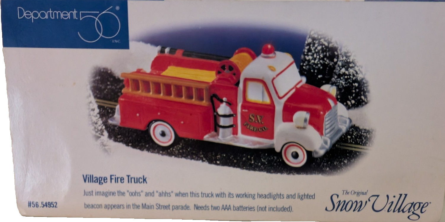 Dept 56 – Original Snow Village #54952 “Village Fire Truck” w/ working lights