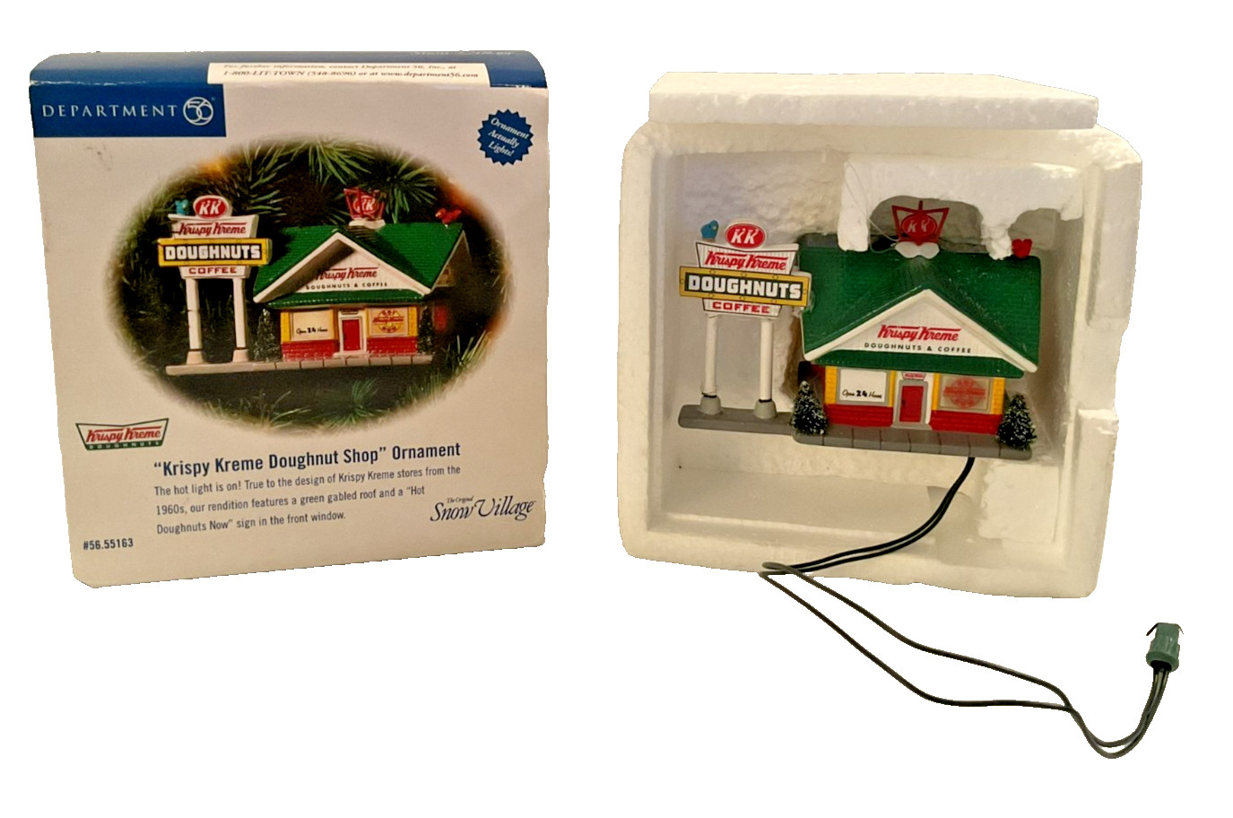 DEPT 56 KRISPY KREME DOUGHNUT SHOP SNOW VILLAGE ORNAMENT NIB-NEVER USED! #55163