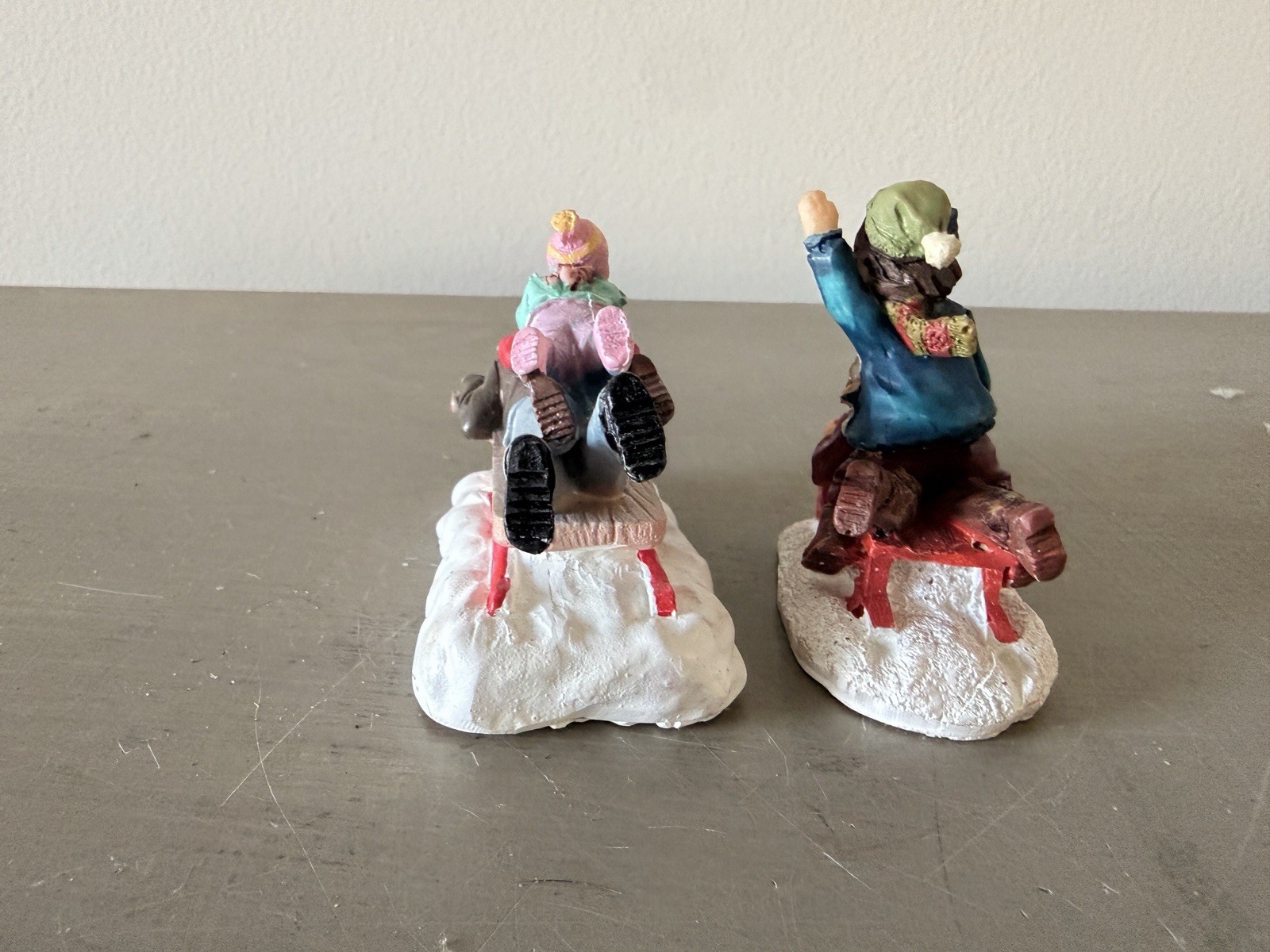 2 St Nicholas Square Children Sledding With Dog Christmas Village Figurine