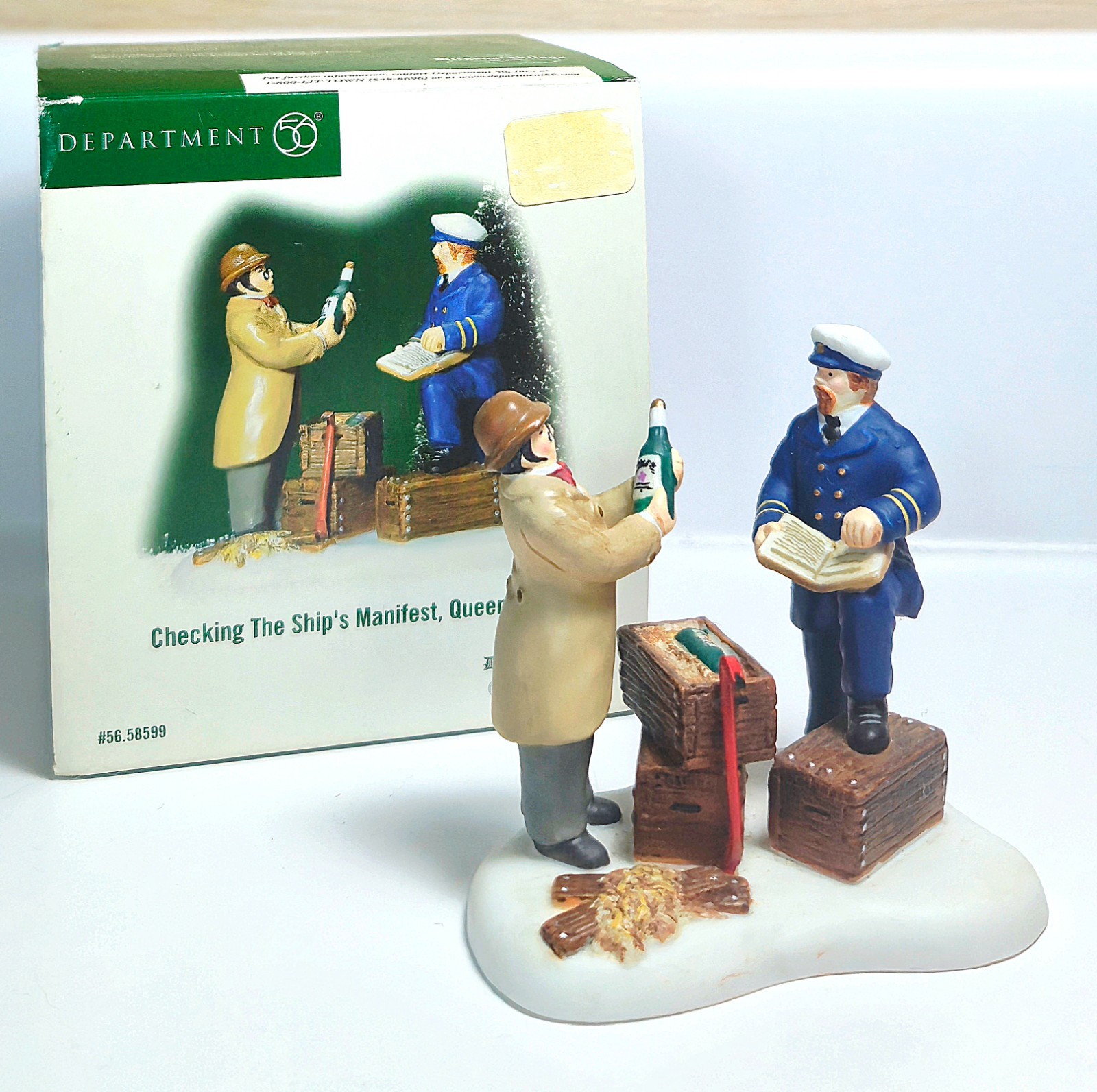 Dept 56 Checking The Ship’s Manifest, Queens Port Dickens Village Nautical 58599