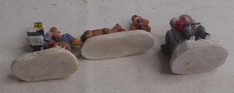 Lot of 3 Vintage Christmas Village Figurines of People in the Snow 2″ High