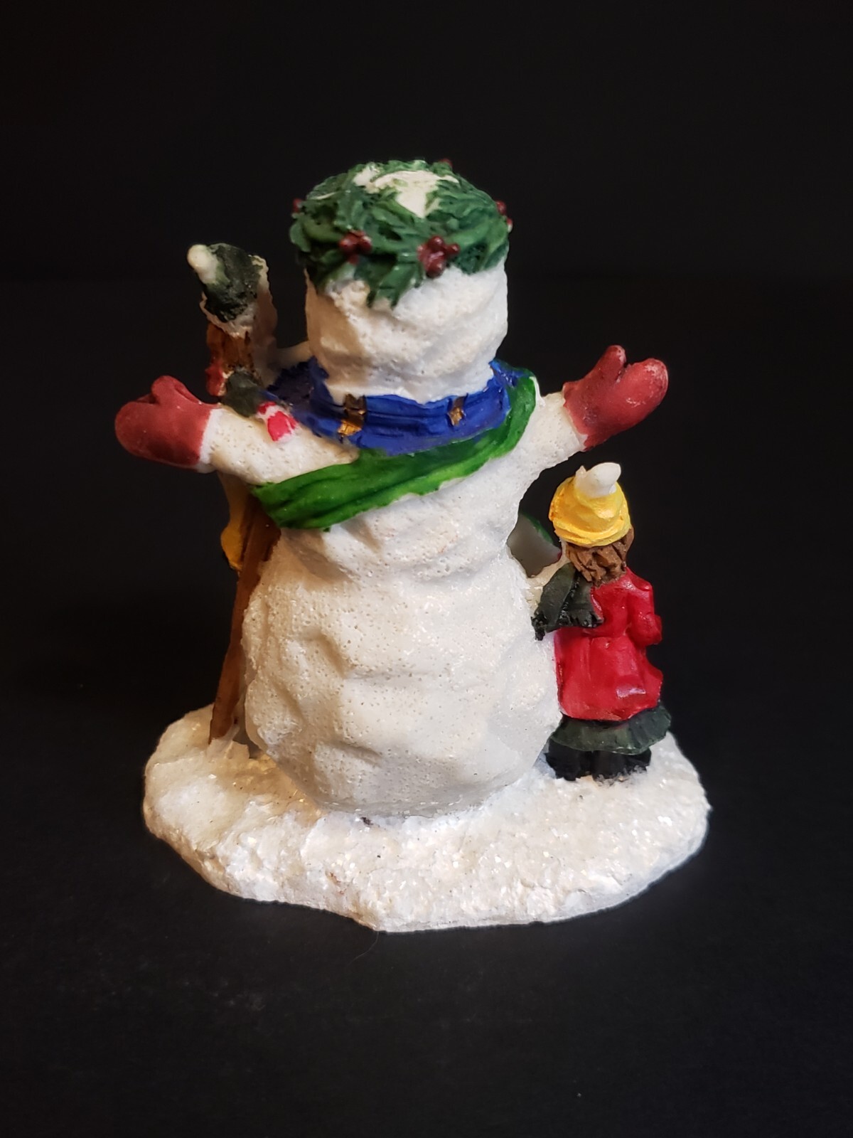 Holiday Time Santas Workbench Christmas Village Children Building A Big Snowman