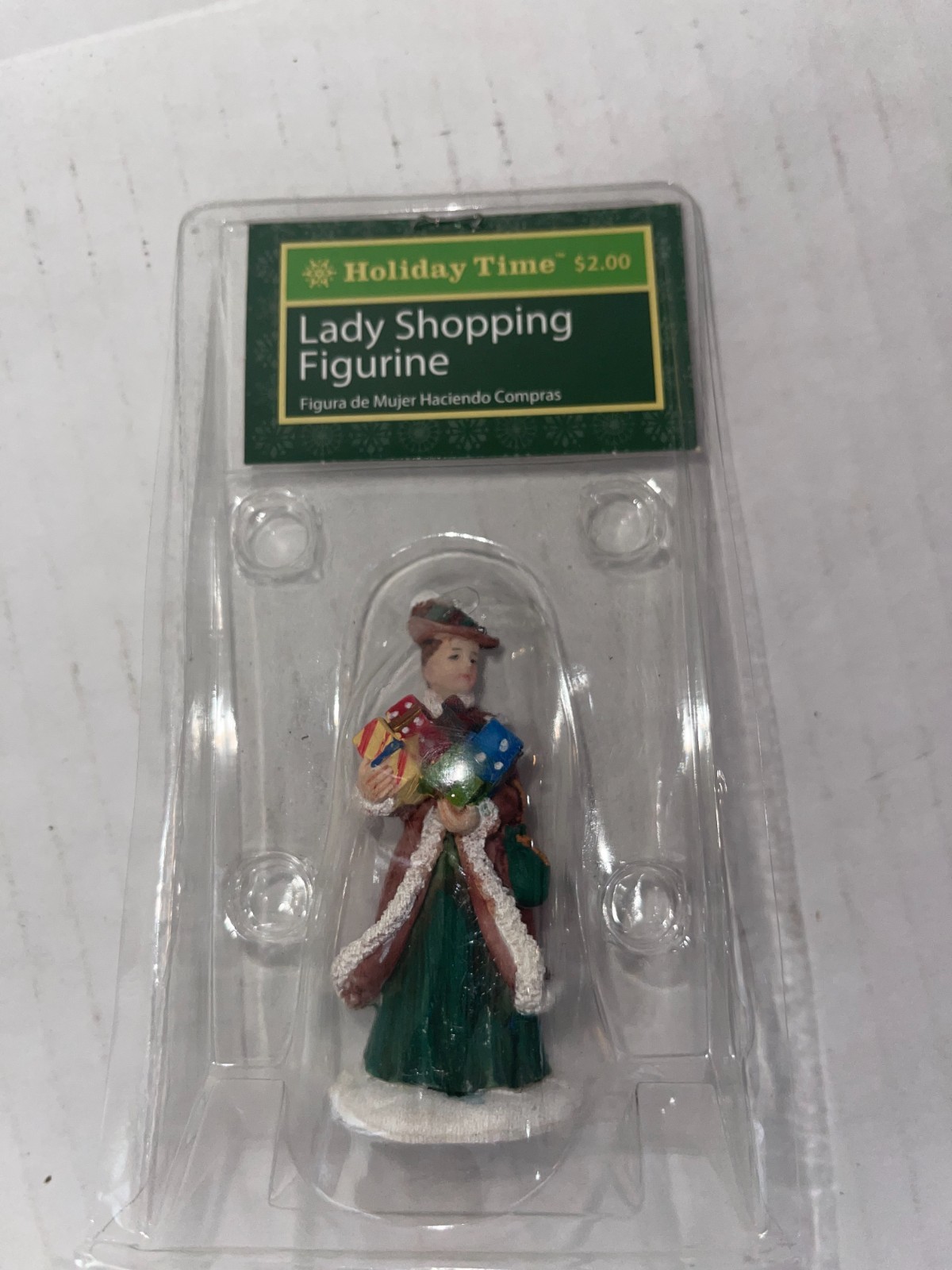 Holiday Time Lady Shopping Figurine Christmas Village Accessory