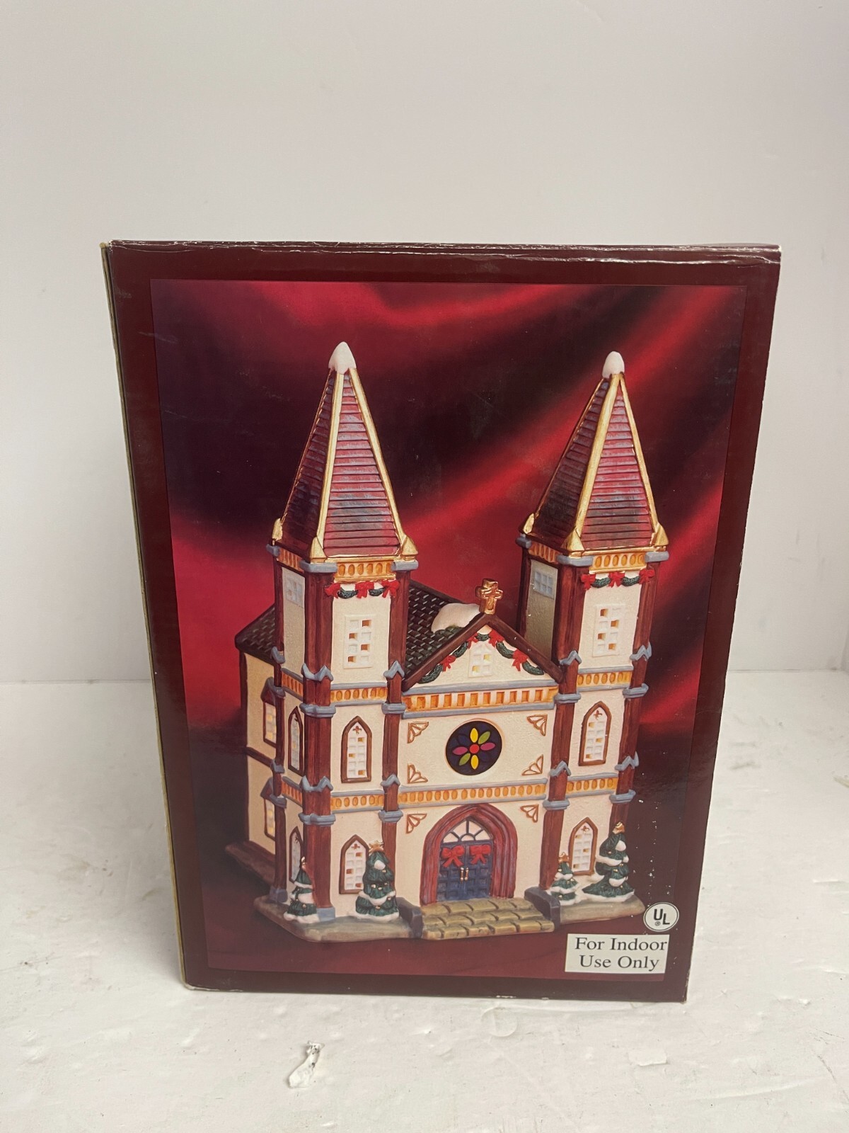 Christmas Village Lighted Church , Hand Painted Porcelain XPH-55 Galleria CR793