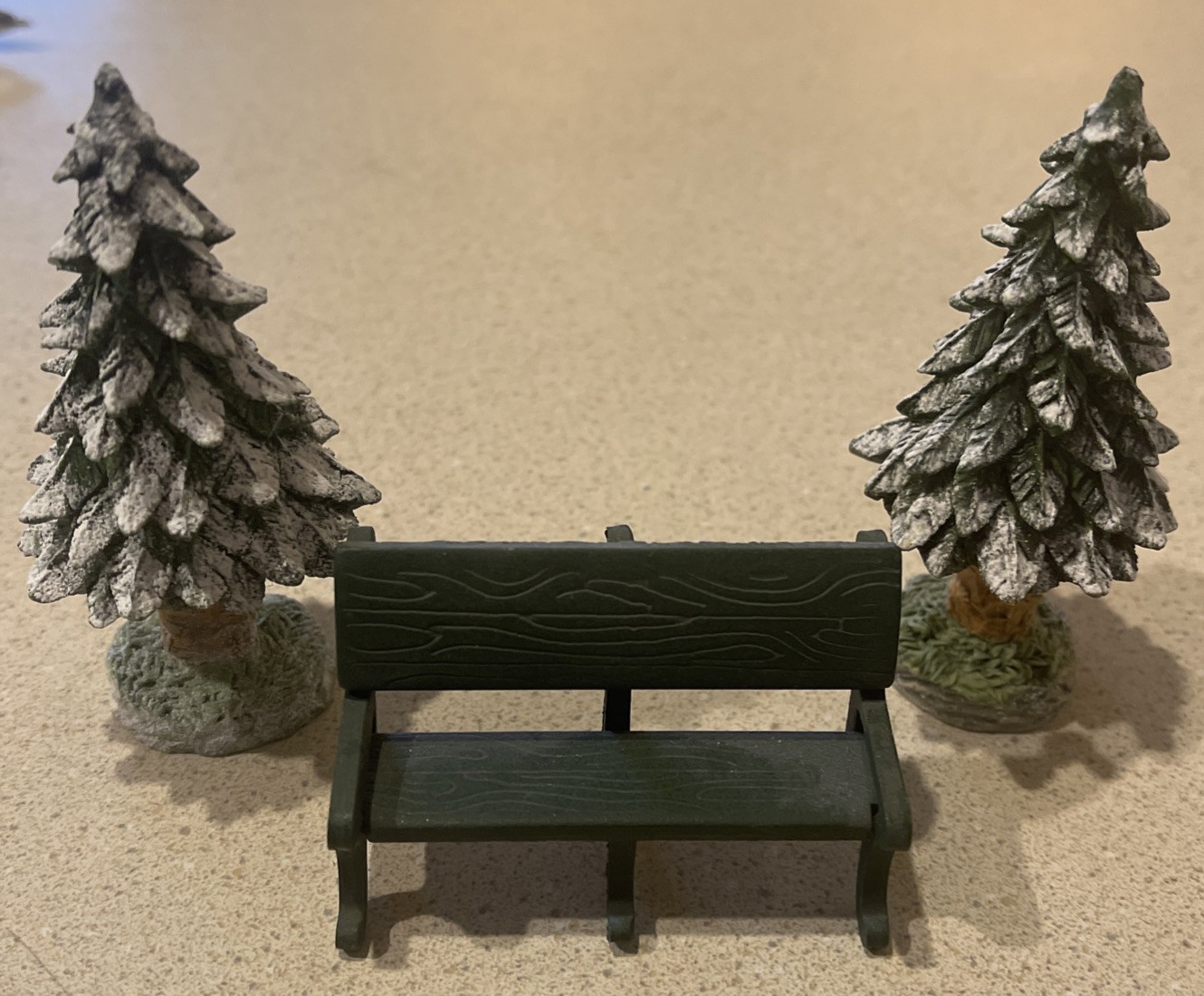 Dept 56 Accessories, Metal Park Bench & Two 2 1/2” Tall Trees