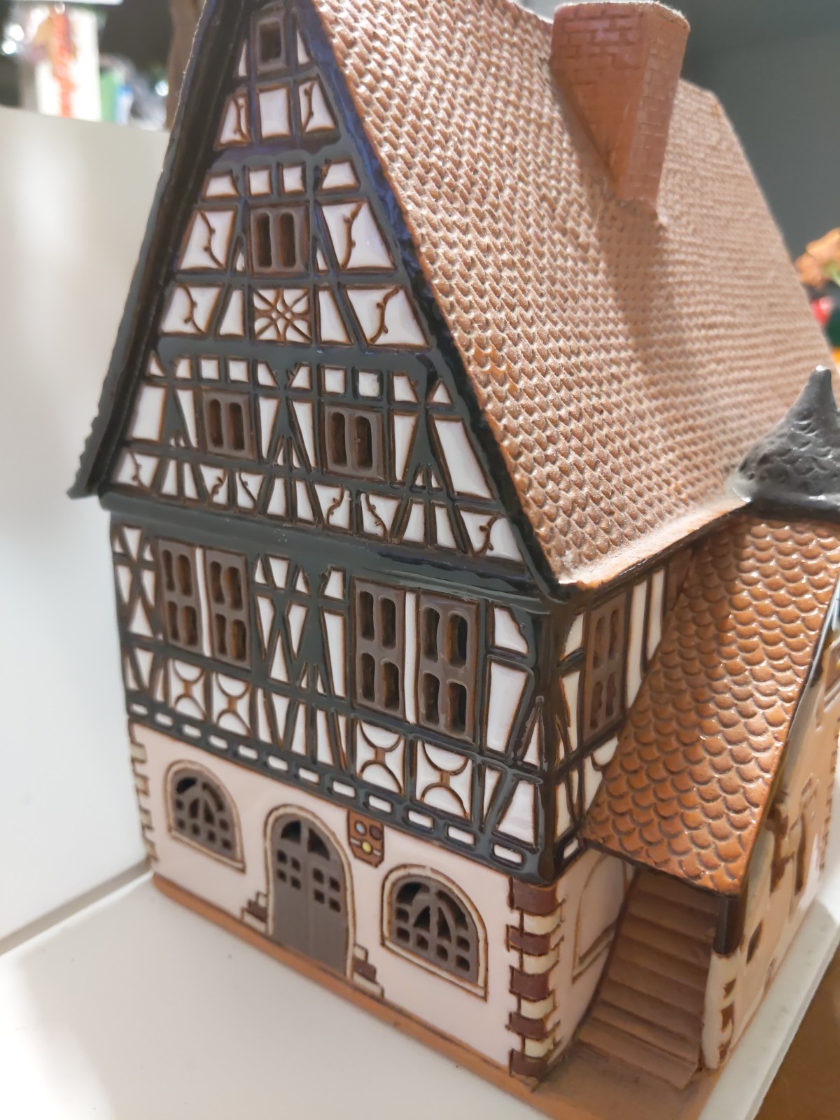 Ceramic Miniature Aroma Light House. Town hall In Sniffestadt. Germany