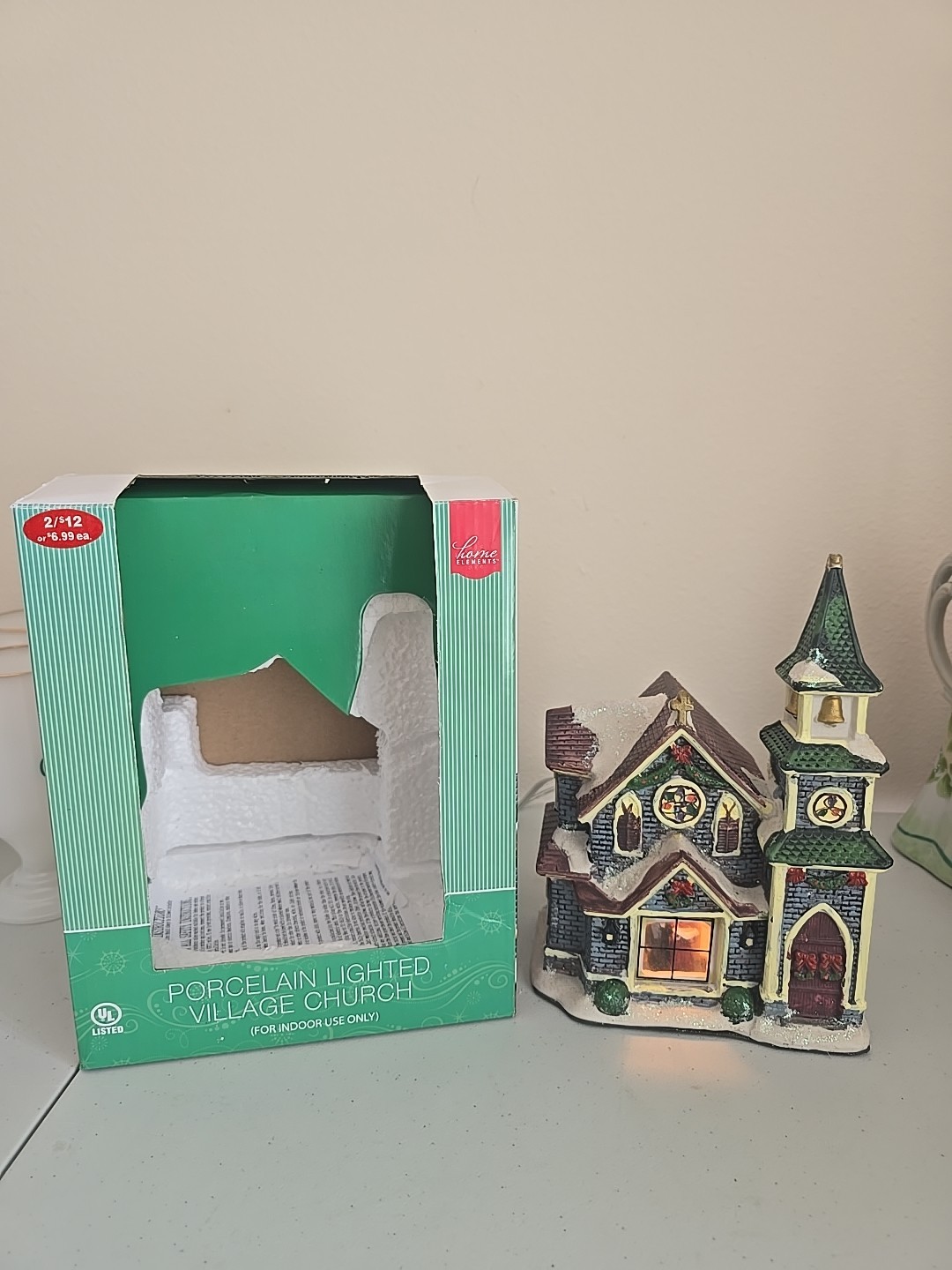 Christmas Village Church Home Elements Porcelain Lighted