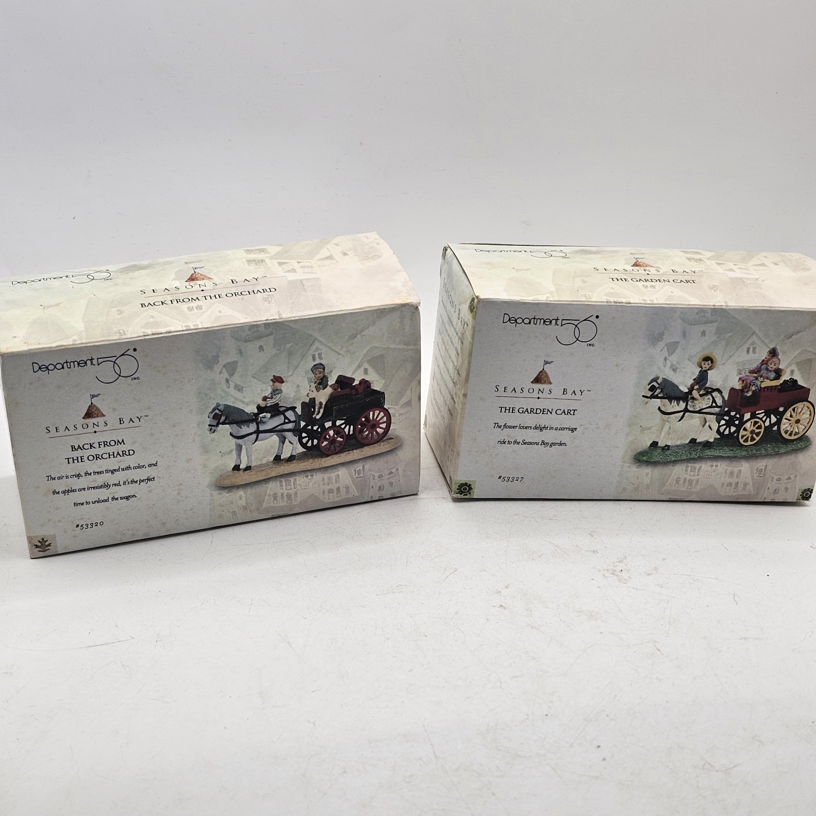 Dept 56 Seasons Bay Garden Cart And Back From The Orchard Retired Boxed Set New