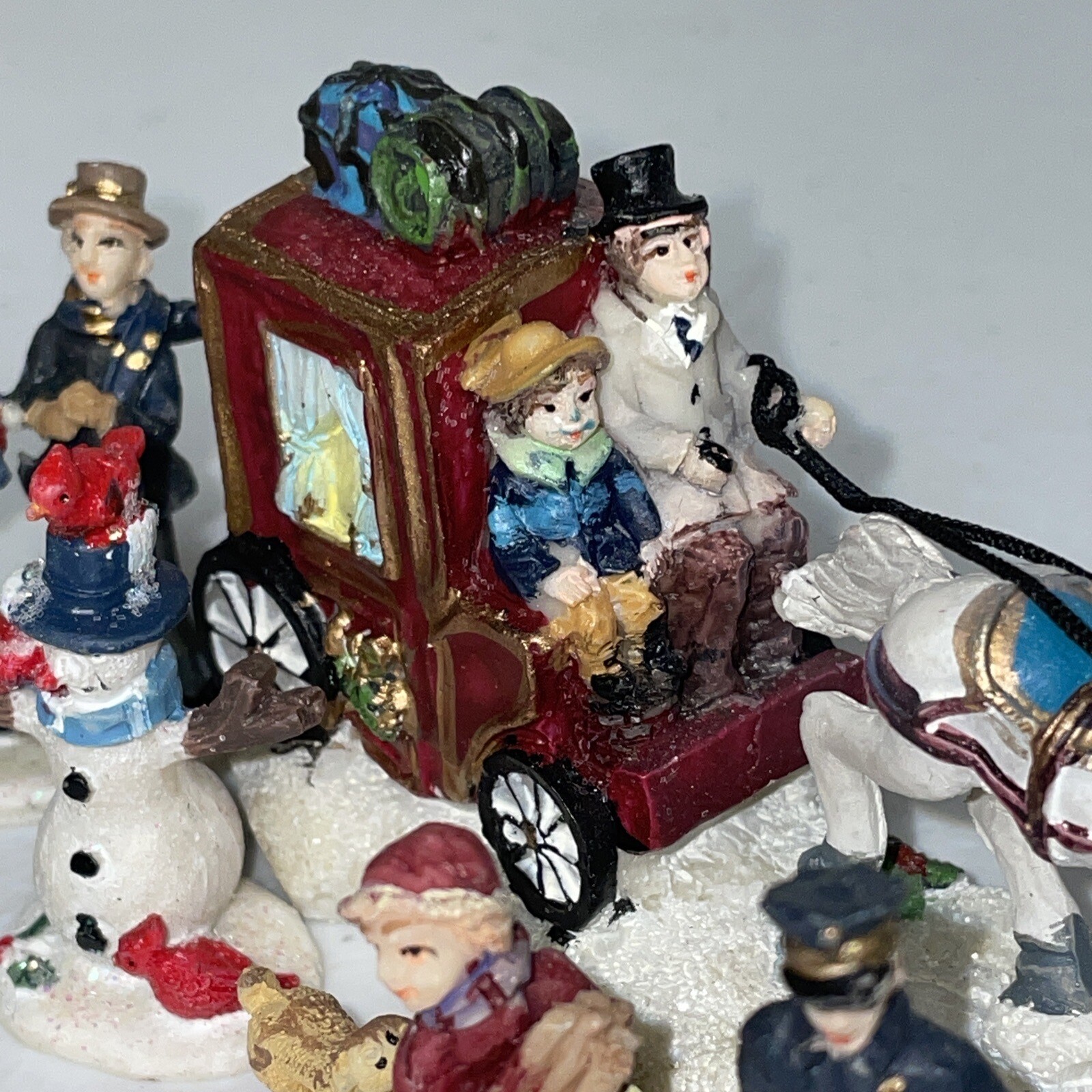 Vintage Christmas Village Figurine Lot Small Resin Village Holiday Figure Lot