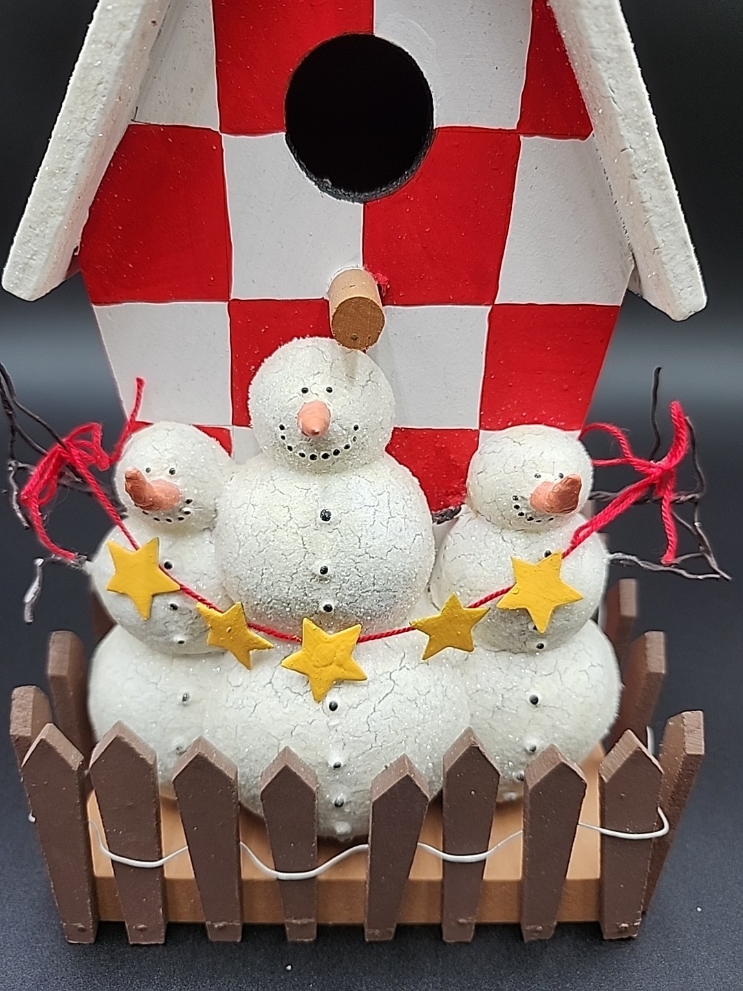 Vintage Dept 56 Snowman Wooden Birdhouse Village Accessory 10″ x 6″