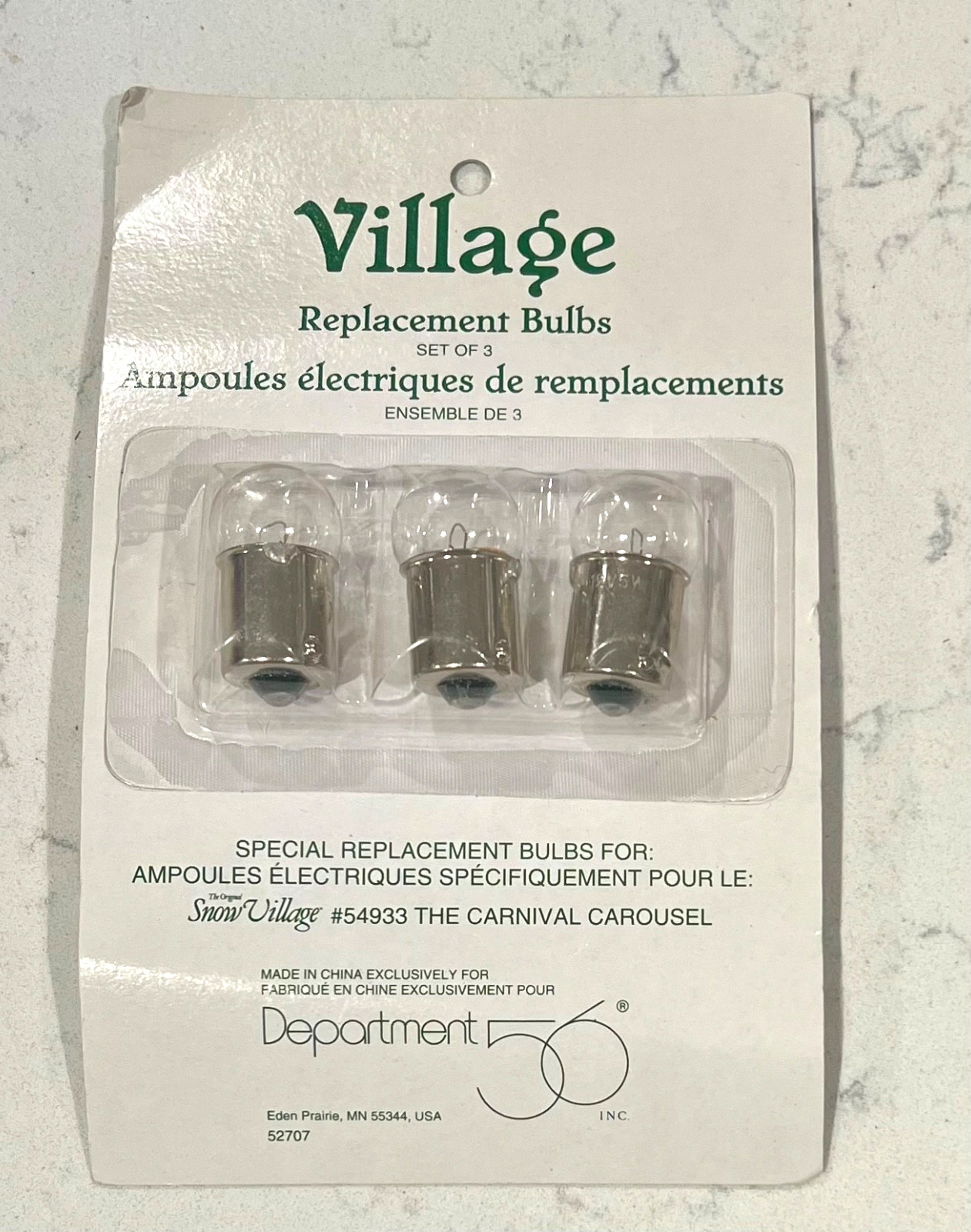 Dept 56 Snow Village Lighting Accessories -3 Bulb Replacements – #52707