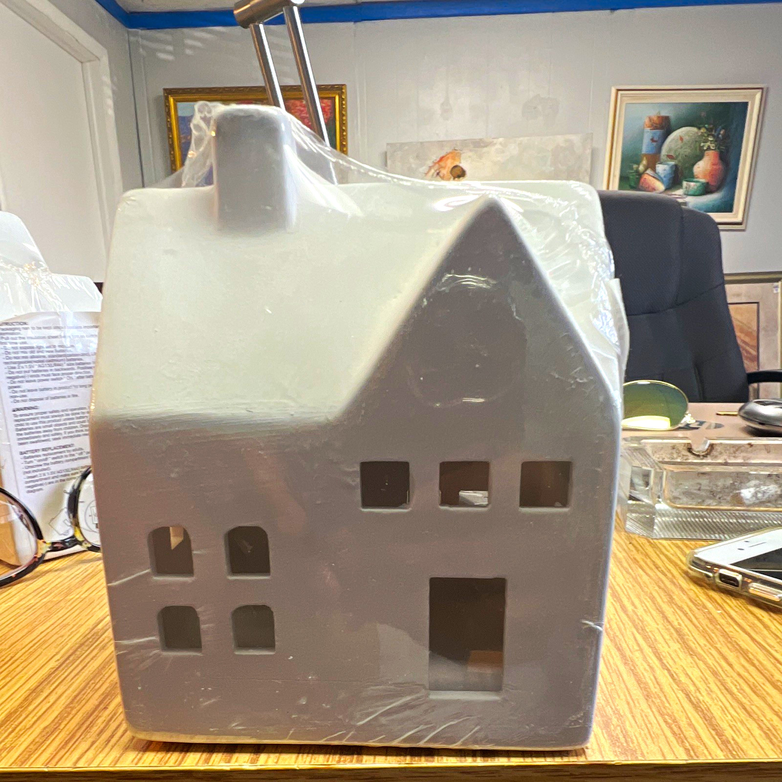Pottery Barn Village White Ceramic House Decor 3D Glossy 7x5x6 in