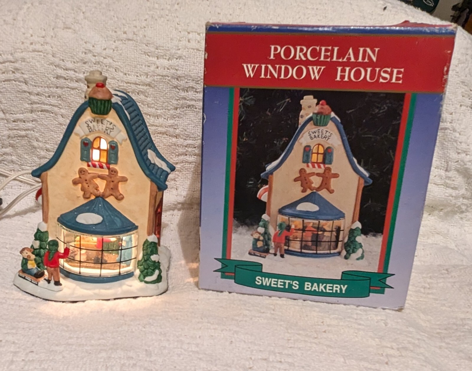 Porcelain Window House Sweet’s Bakery Lighted, Size: 5″ L x 5″ W x6 1/2″ High