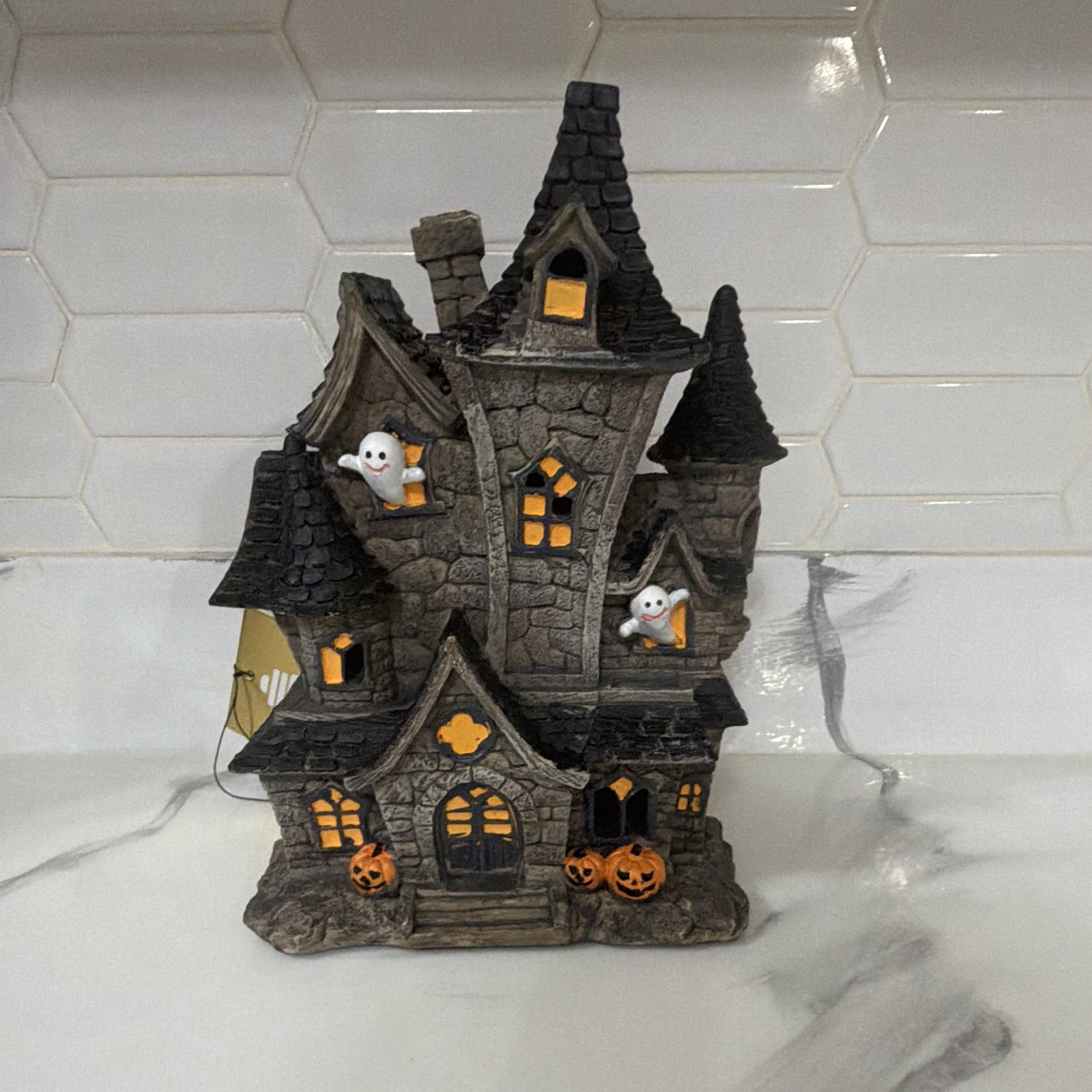 Halloween Victorian 10”x8” resin Haunted LED light up house