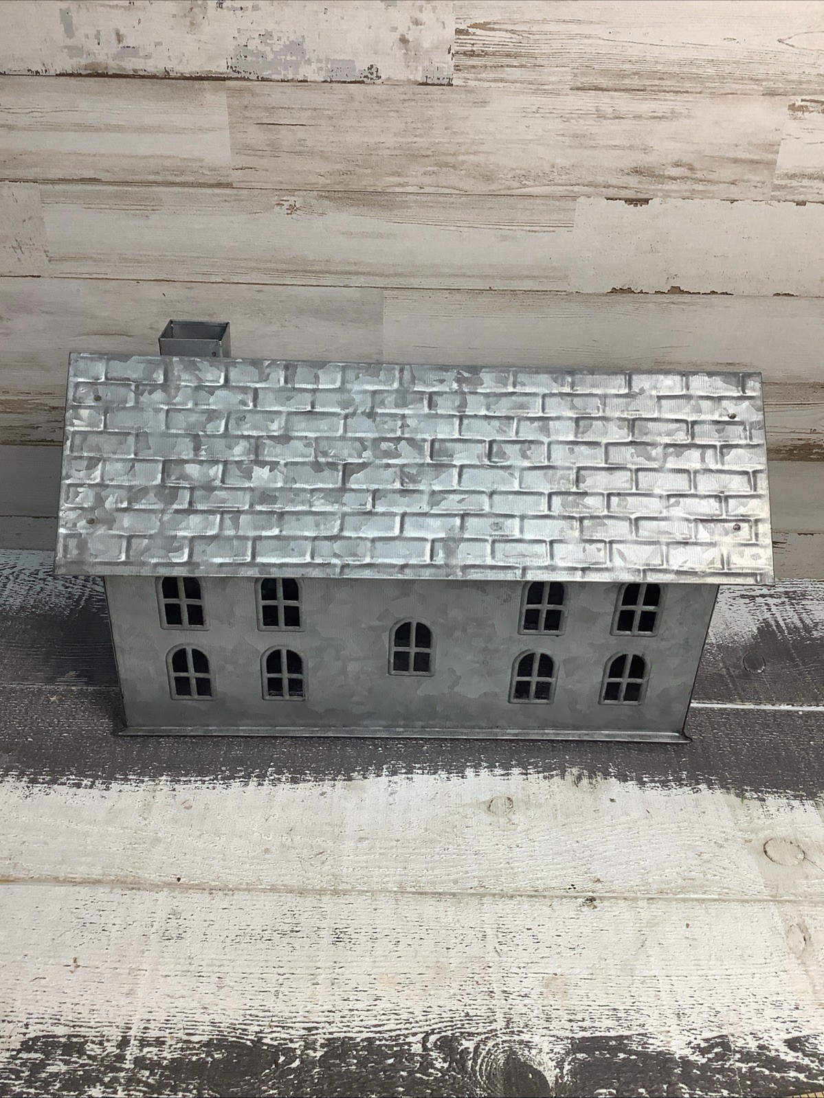 Pottery Barn Galvanized Village House 15″x9″