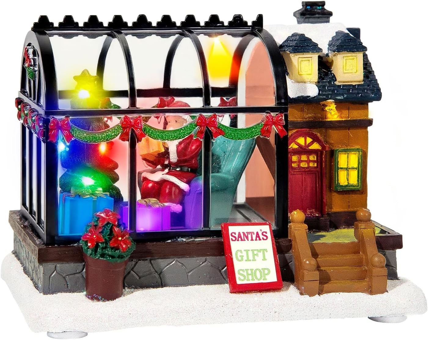 LED Lighted Christmas Village Greenhouse – 6.1″ Christmas Village House Decor…