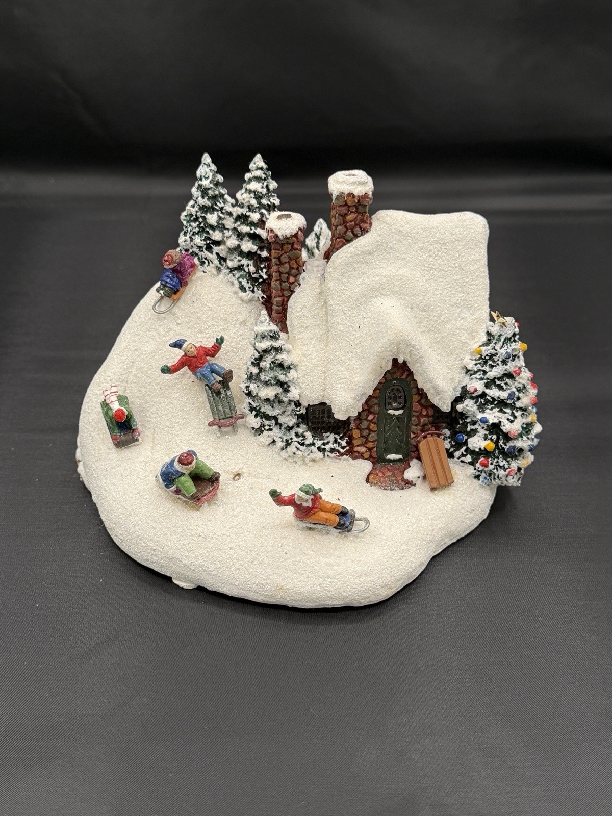 Thomas Kinkade the Sleigh Ride Christmas Village House 2009 Teleflora Light-Up