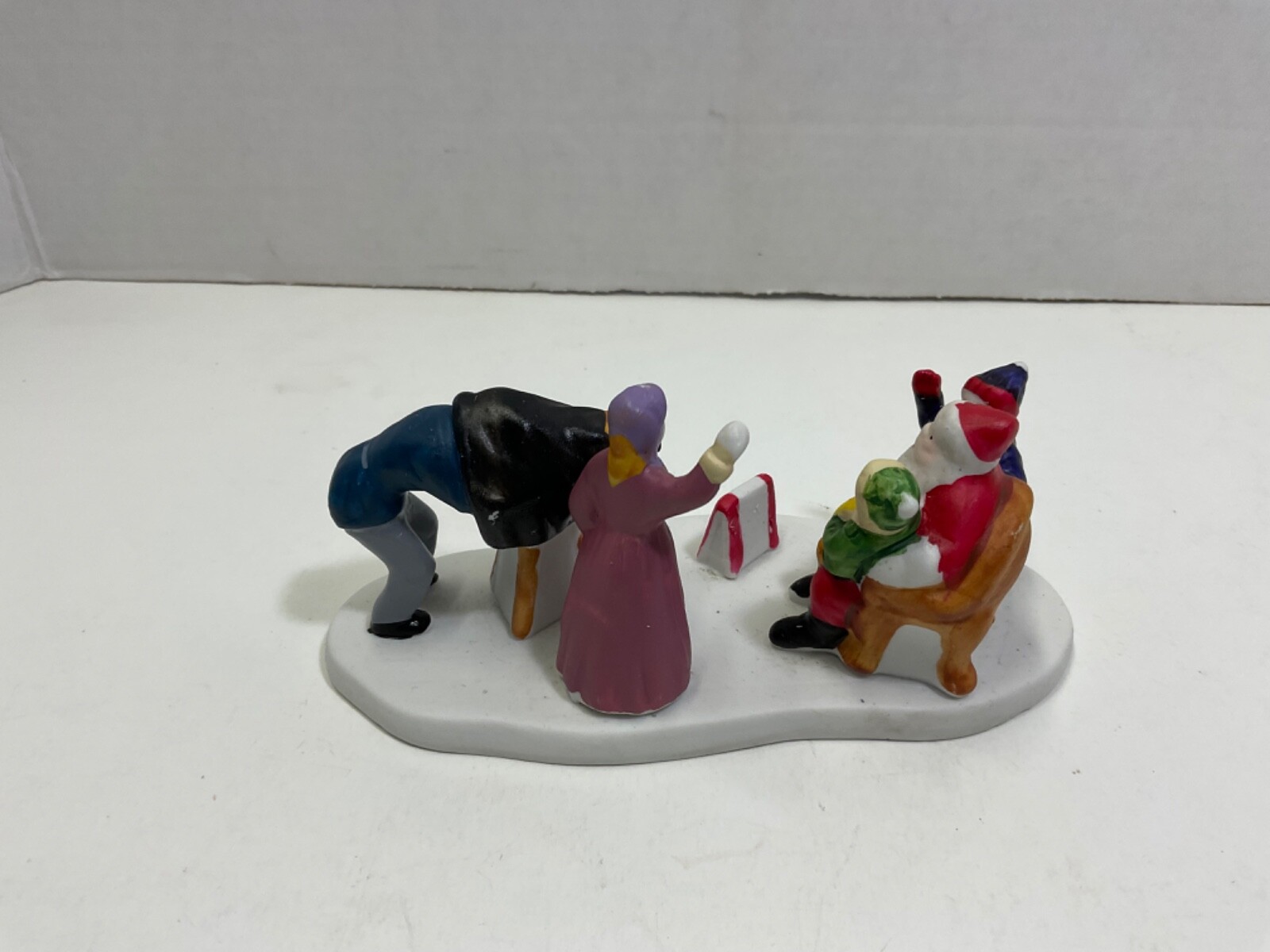 1994 Lemax Ceramic Photo With Santa Christmas Village Figure , Family Christmas