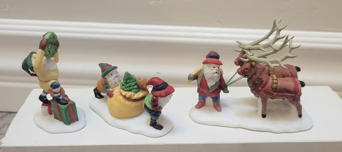 Lot Vintage Dept 56 Heritage Village Collection Toymaker Elves Toy Peddler