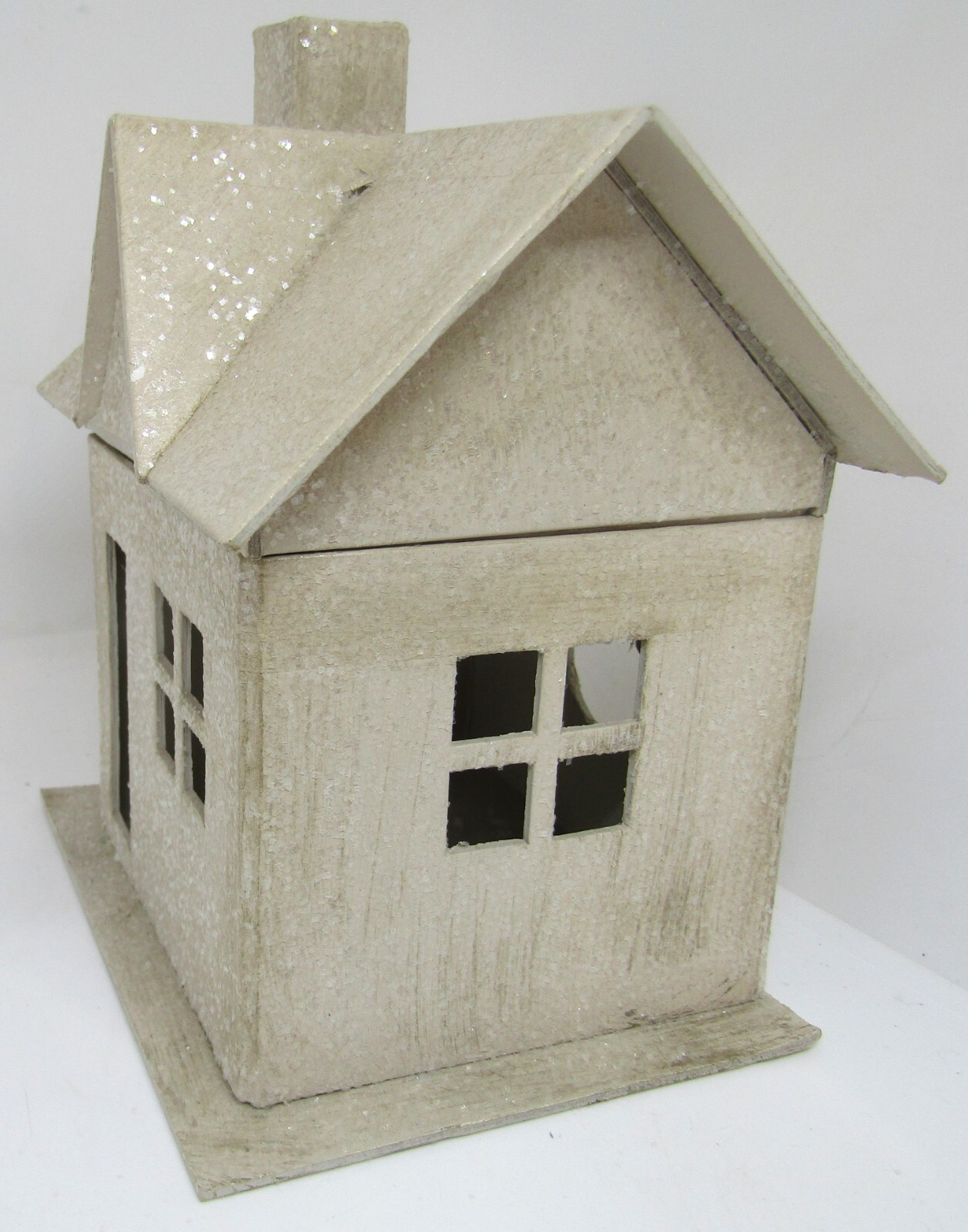 Vintage Cardboard Glitter House, 6 X 7″.