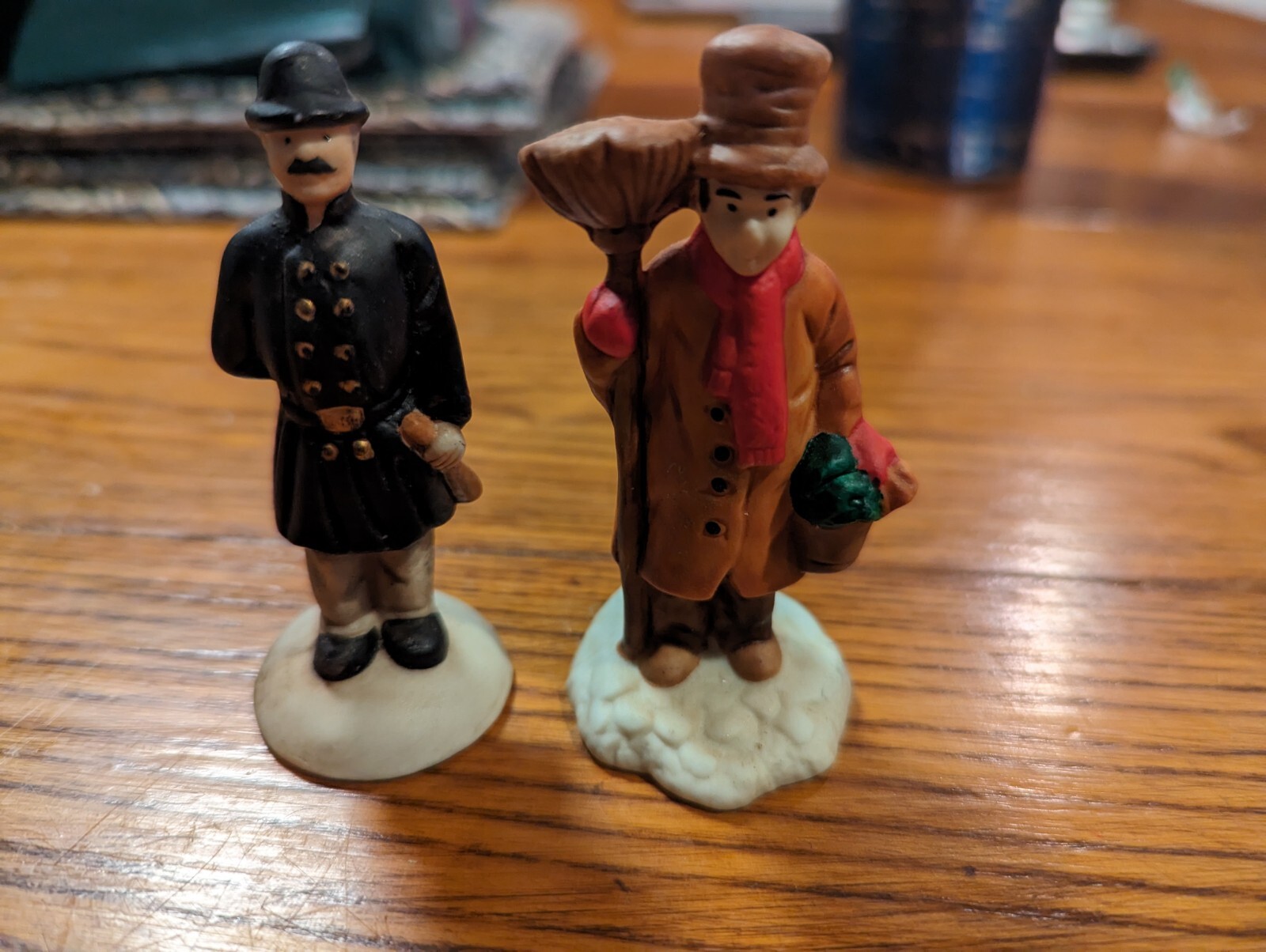 Vintage Mercuries 1993 Winter Christmas Village Figurines, 3 inch tall, Set of 2