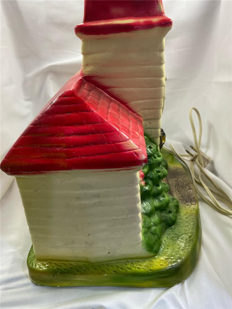 Vintage Creative Decor Phila.PA 1979 Chalk Ware Plaster Lighted Church