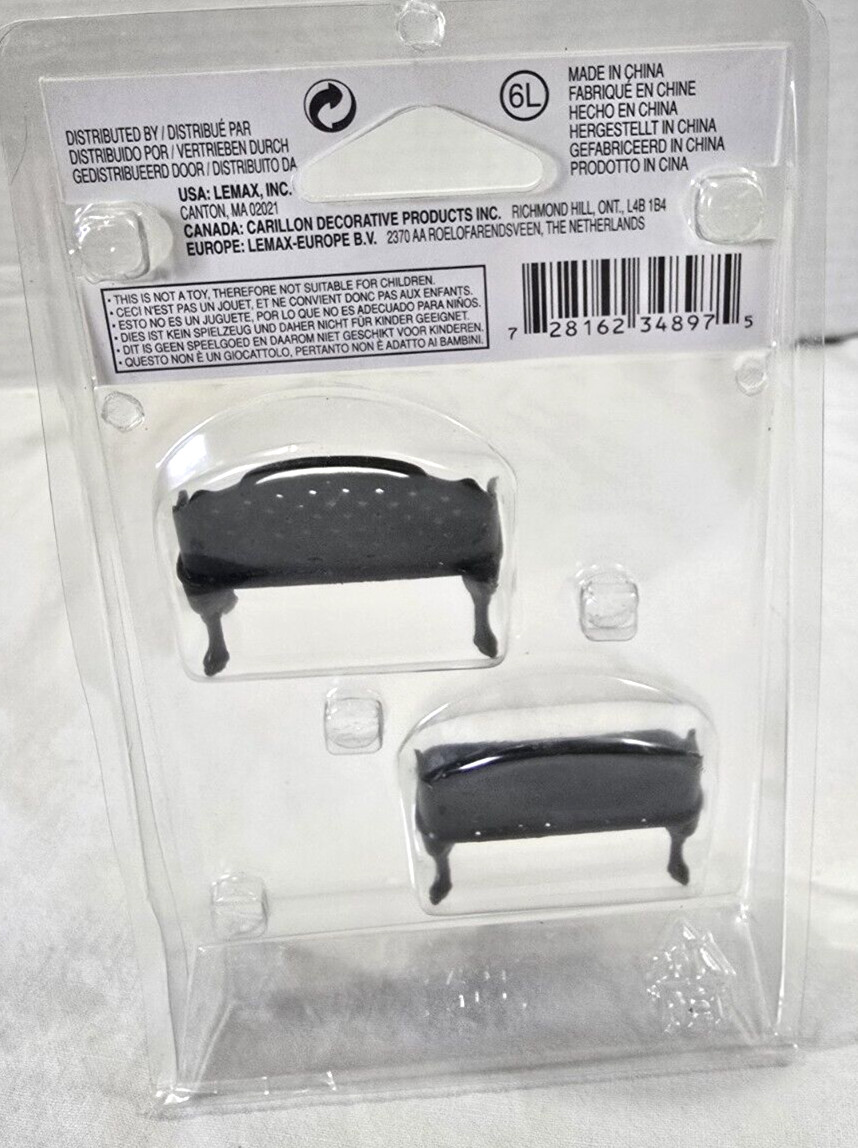 Lemax 34897 Carole Towne Collection Park Bench – 2 in pkg NOS 2003 black ~1.75″