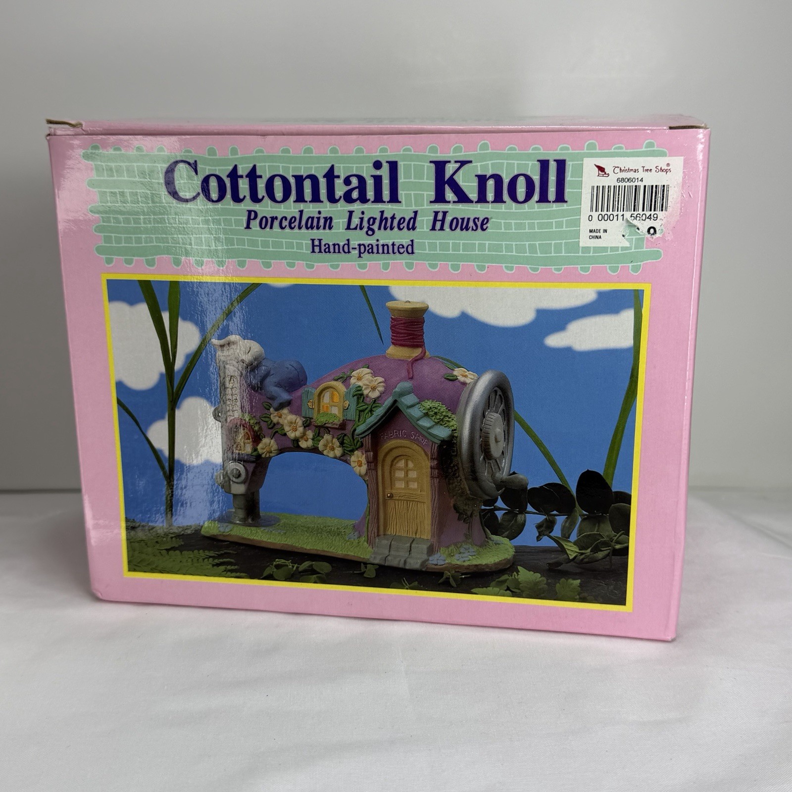 Cottontail Knoll “Fabric Shop” Spring Village Lighted Sewing Machine House