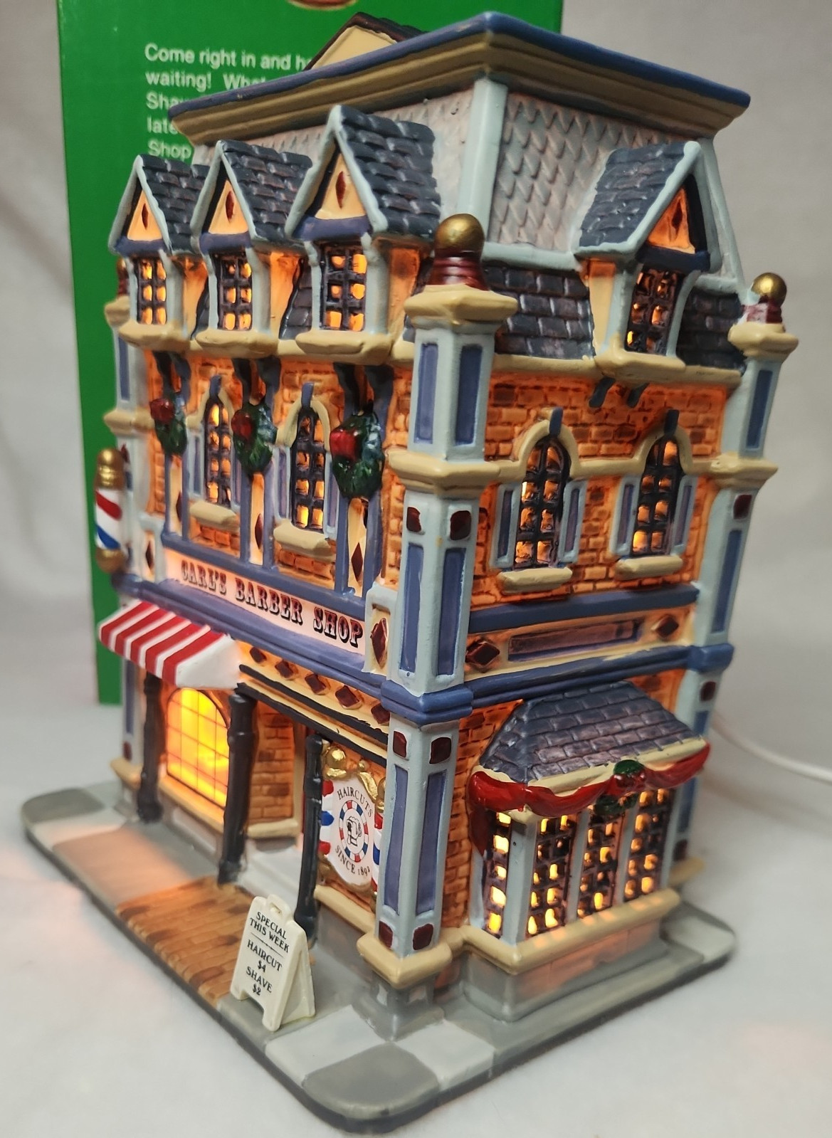 Lemax Coventry Cove “Carl’s Barber Shop” #55721 Christmas Village IOB w/cord