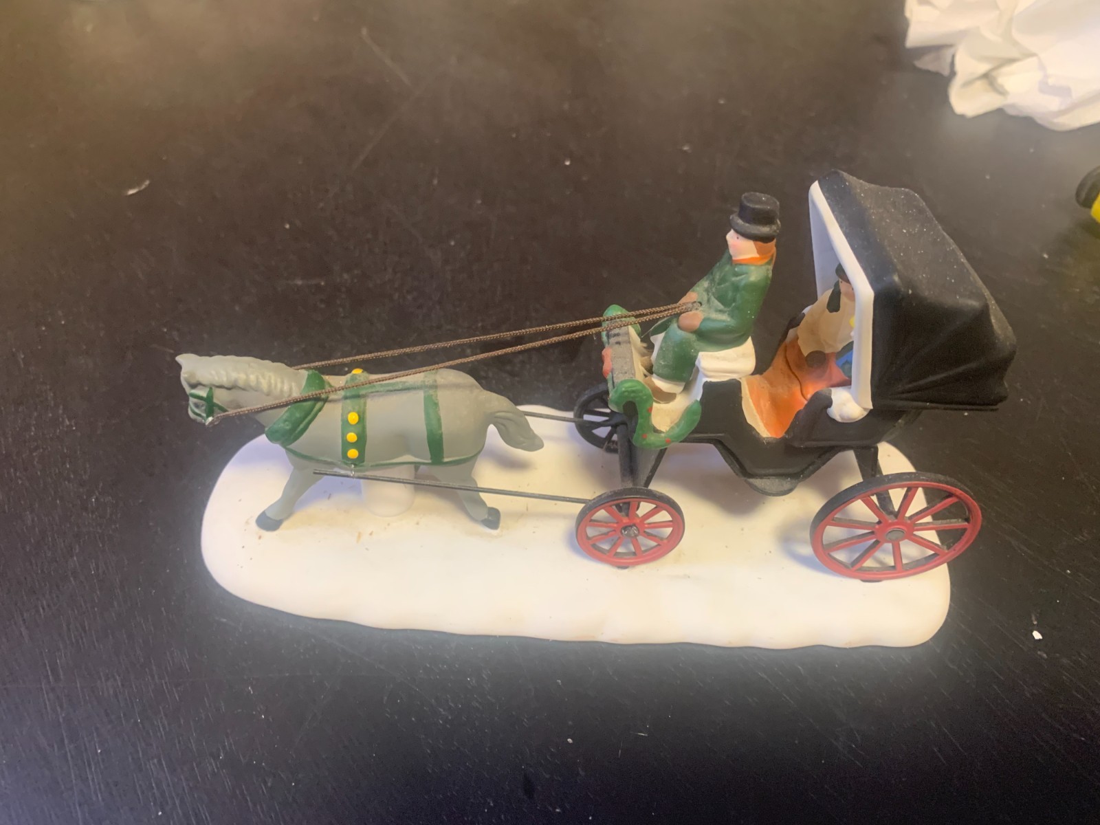 Dept 56 Horse Drawn Carriage, Carriage w Driver & Passengers, Heritage Village