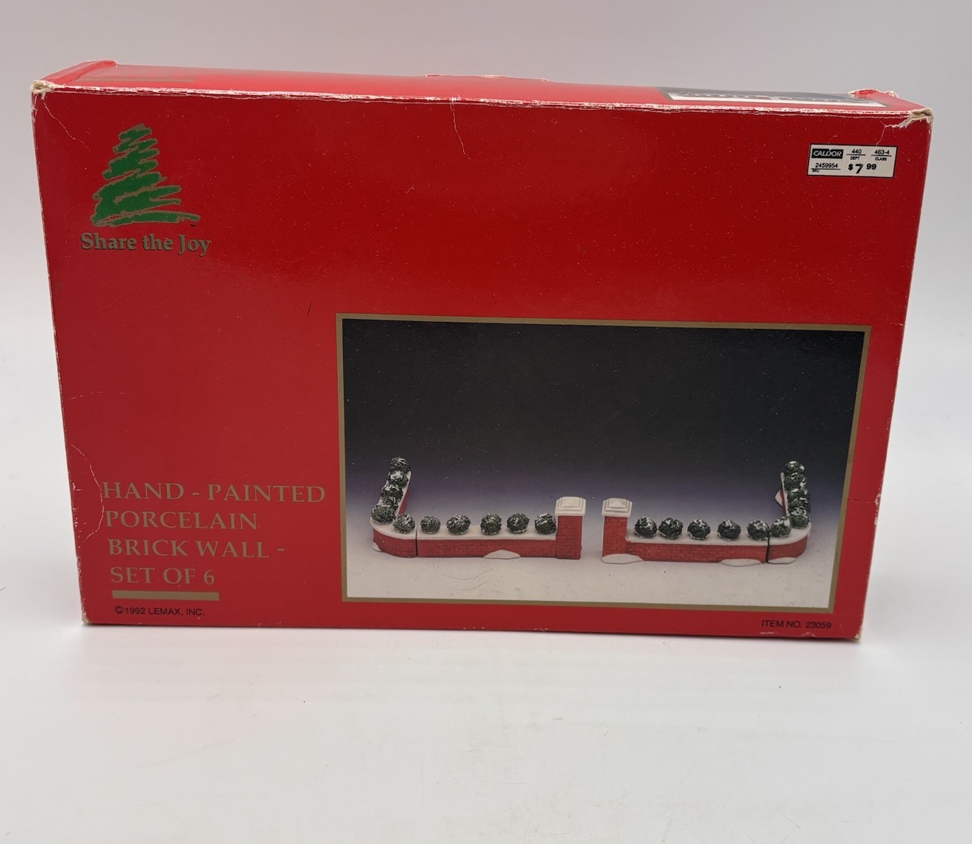 1992 Lemax Share The Joy Porcelain Hand Painted Brick Wall Set of 6 Item 23059