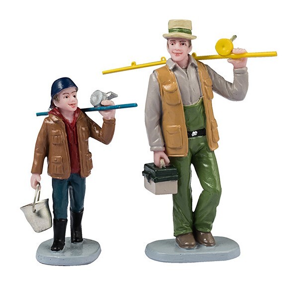 FISHIN’ TIME, Set of 2 Lemax Vail Village Collection 2024 NEW Sealed #42321