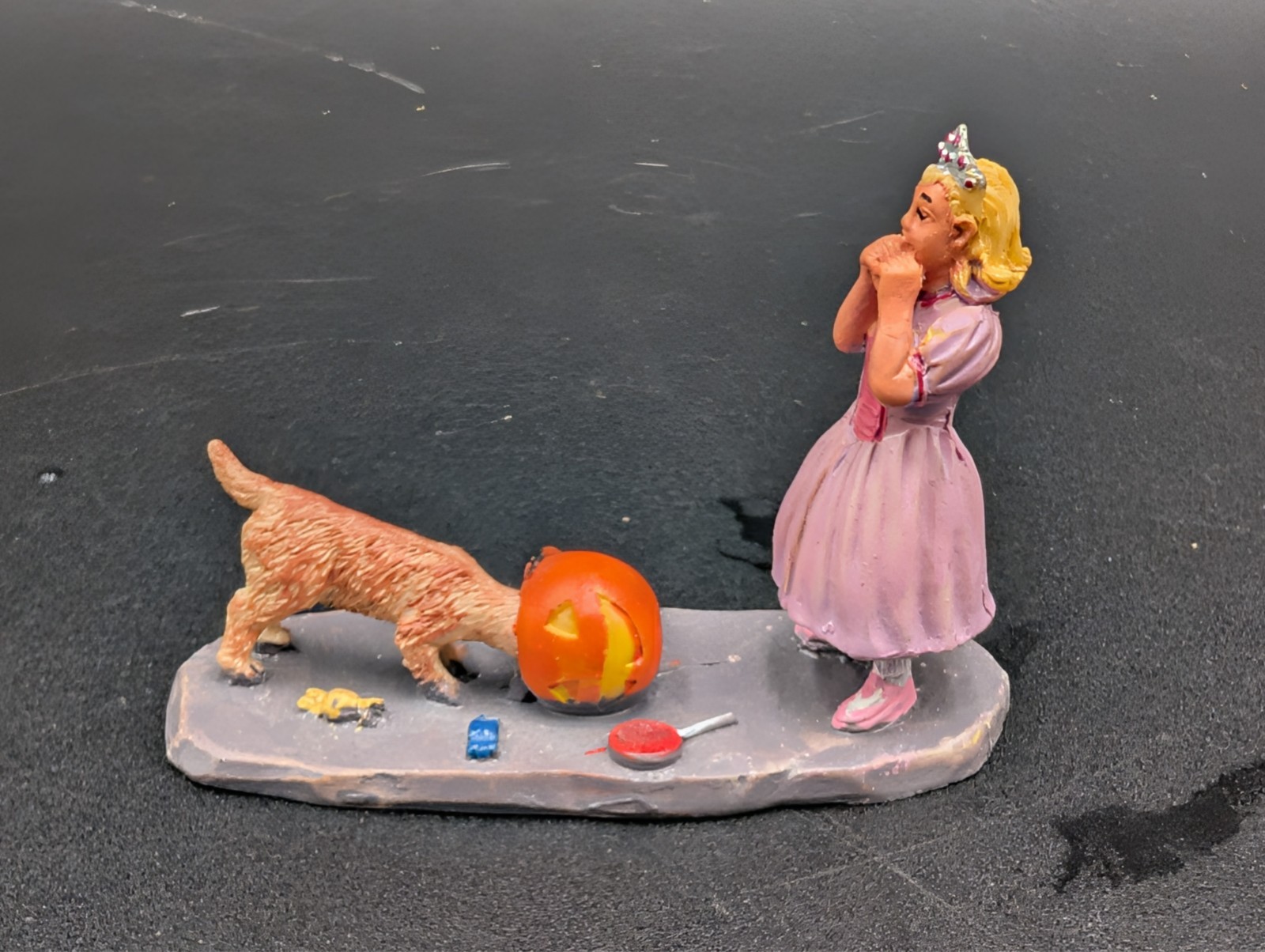 Lemax candy theif princess dog Halloween Village accessory