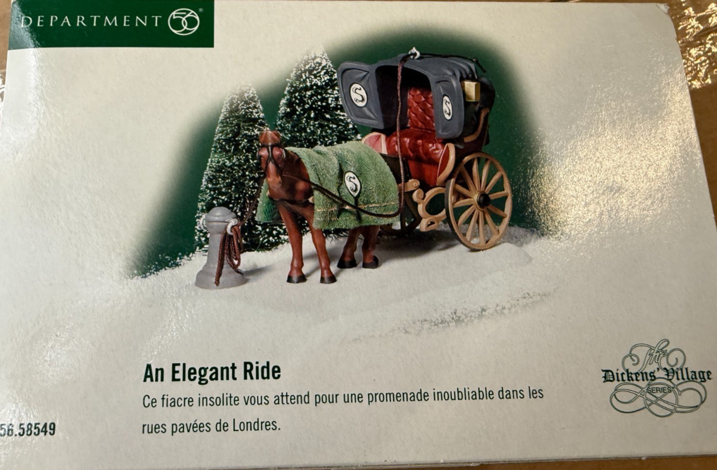 Dept 56 Dickens Village An Elegant Ride Horse Drawn Carriage Accessory #58549