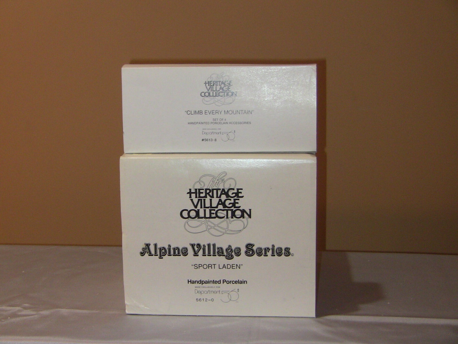 Dept 56 Alpine Village 5612-0 sports shop and 5613-8 Climb Every Mountain