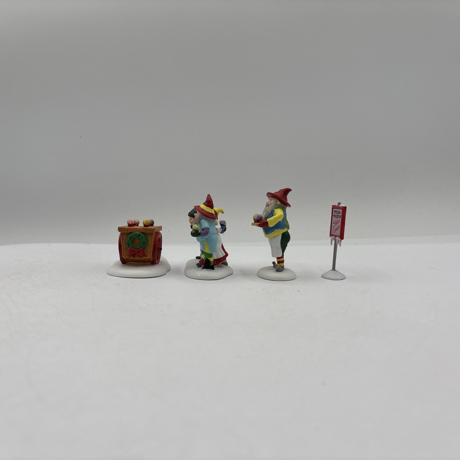 Department 56 1994 Vintage Heritage Village Snow Cone Elves 5637-5 Set Of 4 EUC
