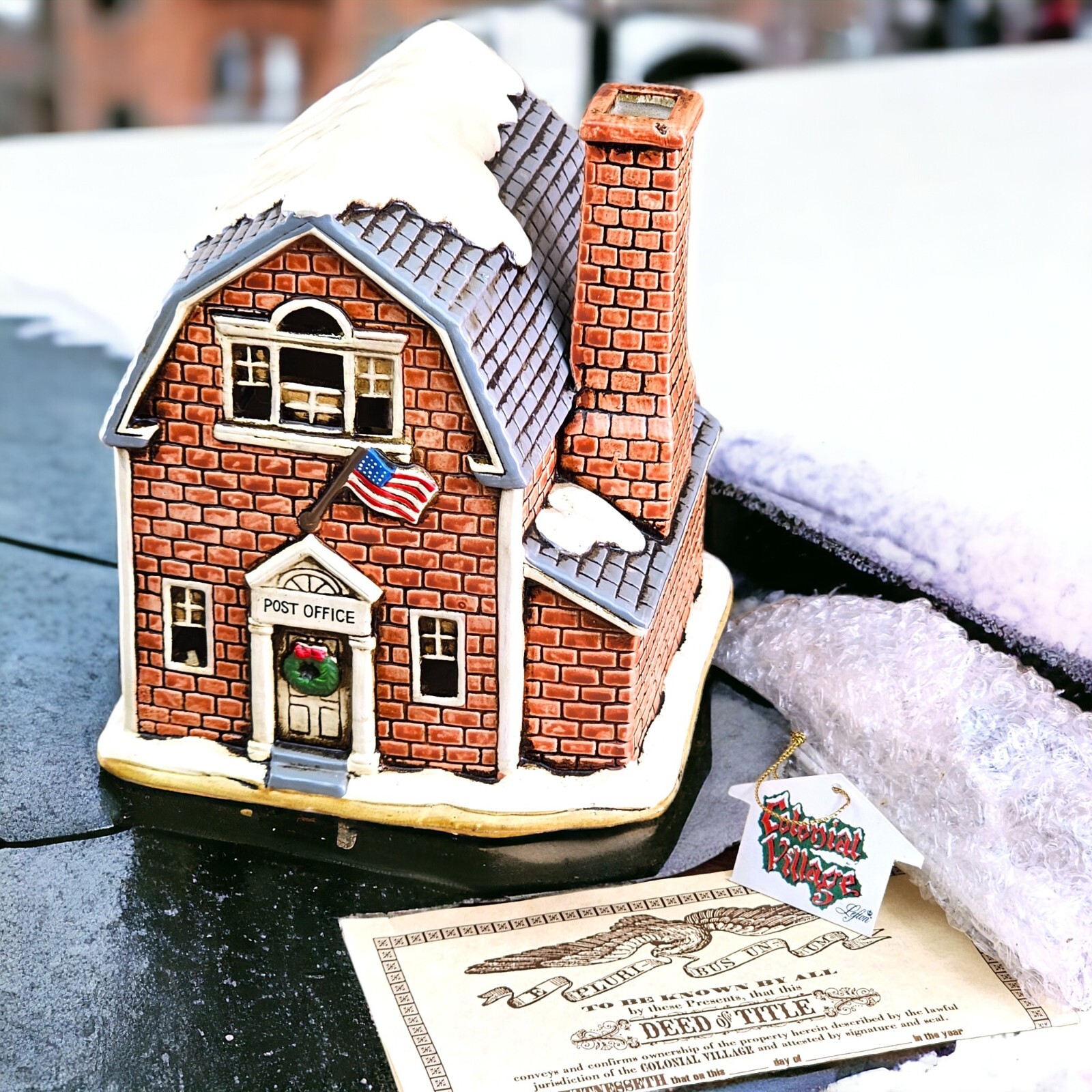 Lefton Colonial Christmas Village Country Post Office Lighted Porcelain 07341