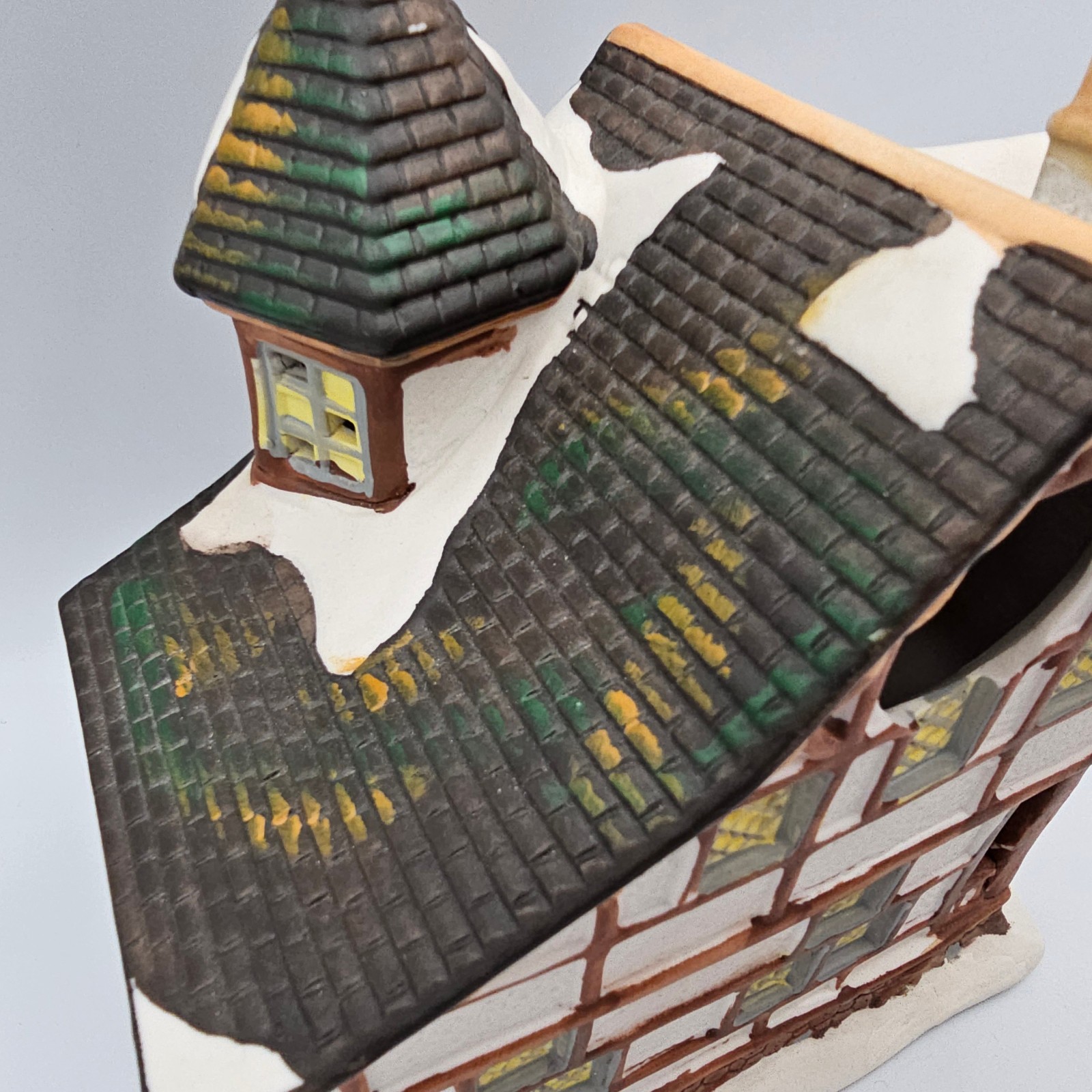 Christmas Village Building Tudor Style Coffee Shop Cafe with Interior View