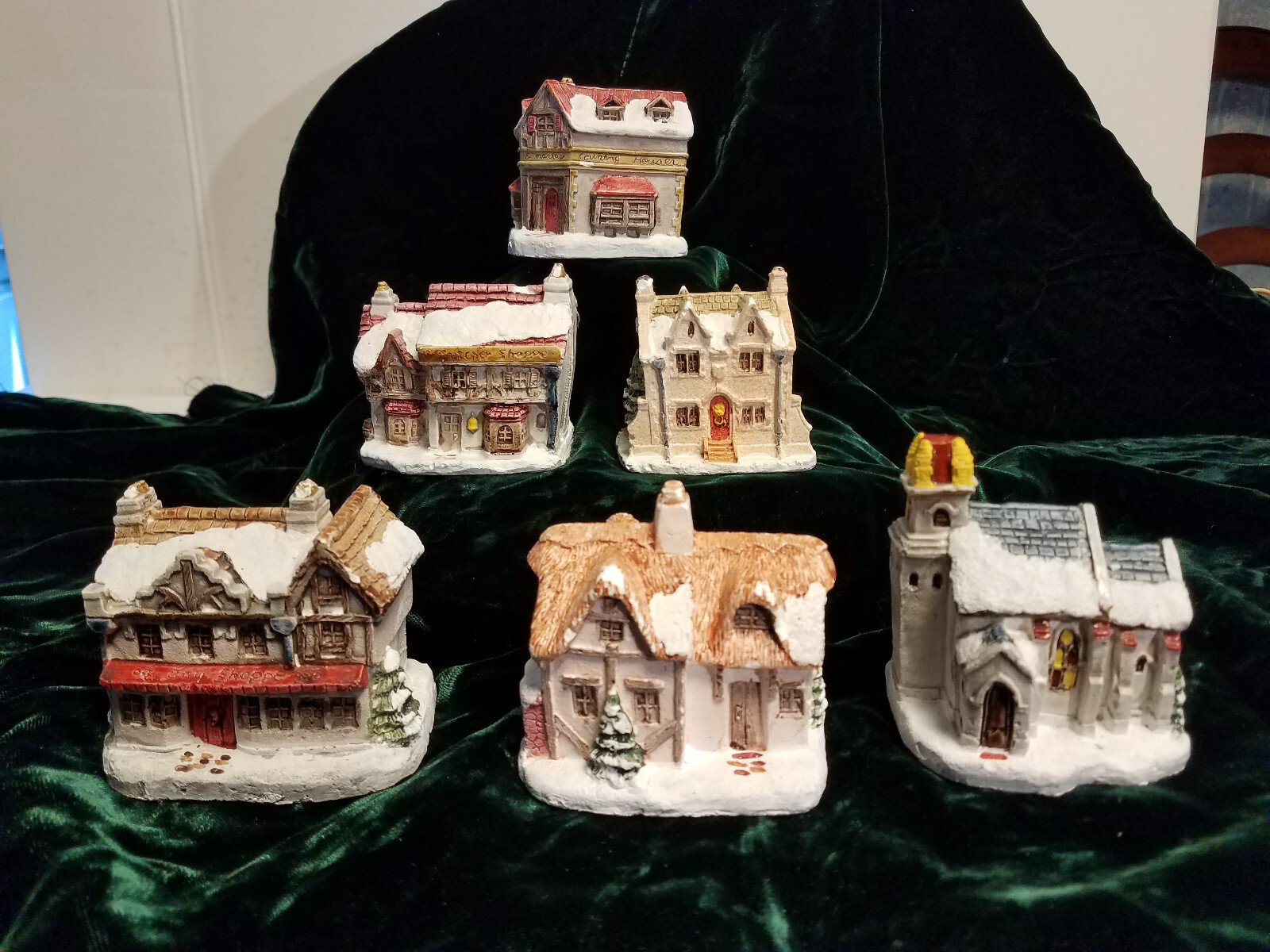 Lot of 6 Dickens Christmas Scrooge Cratchit Butcher Church Toy shop 1988 RSVP