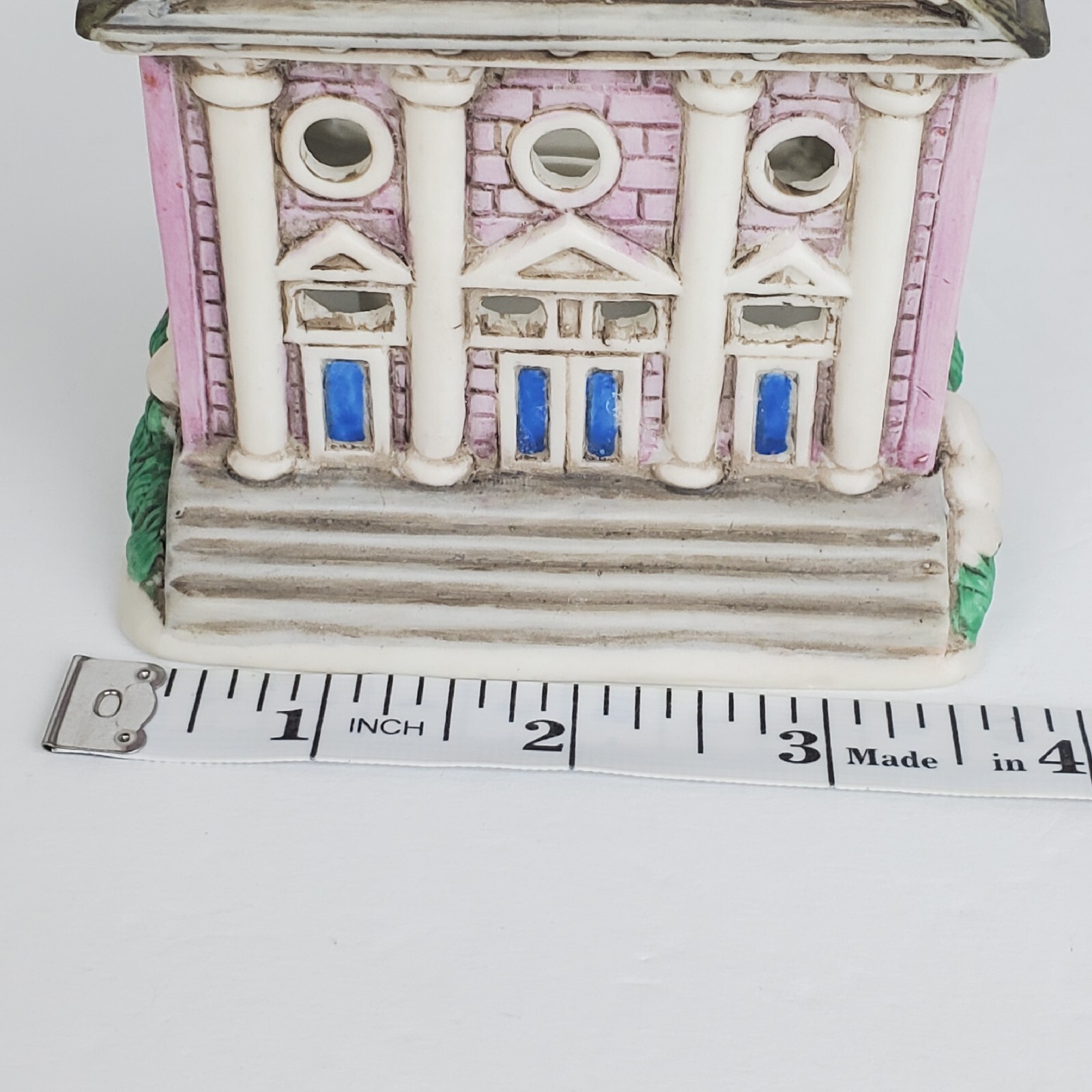 Vtg 1988 Lefton Byron Wood Colonial Village Church w/ Steeple Tea Light Holder