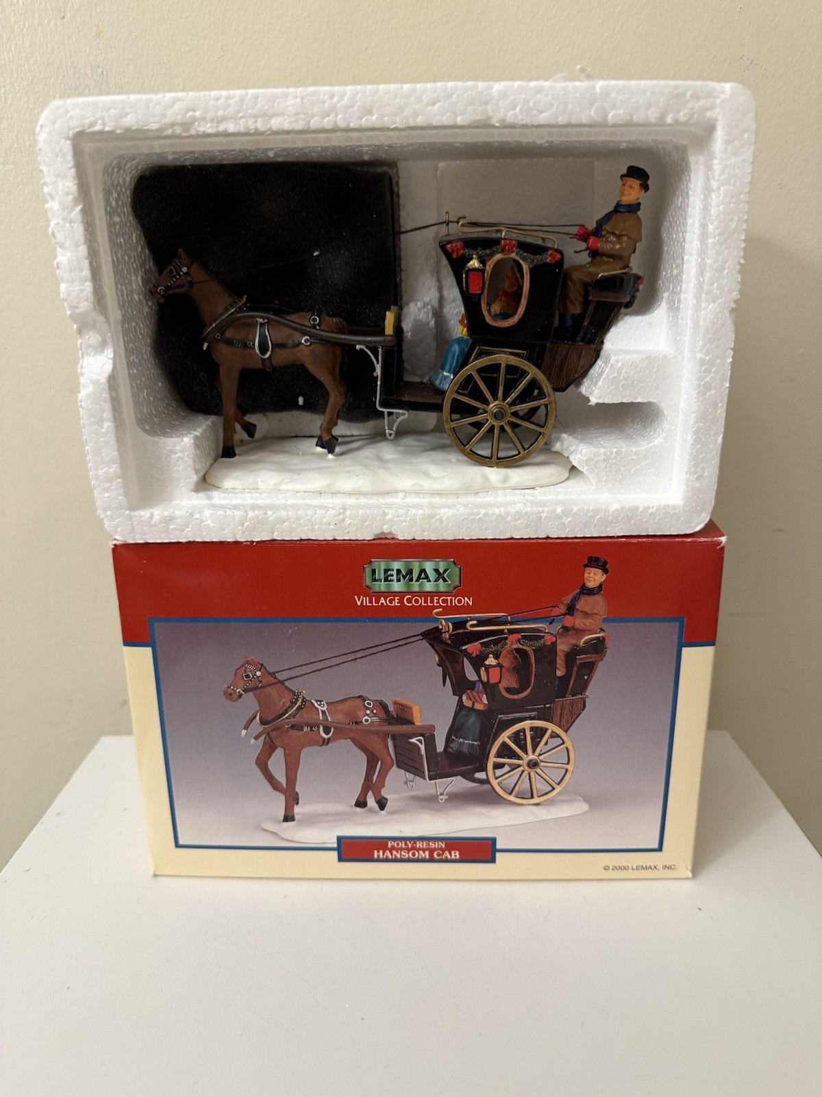 Lemax Village Collection HANSOM CAB Horse Carriage Figure Set 2000 # 03329A