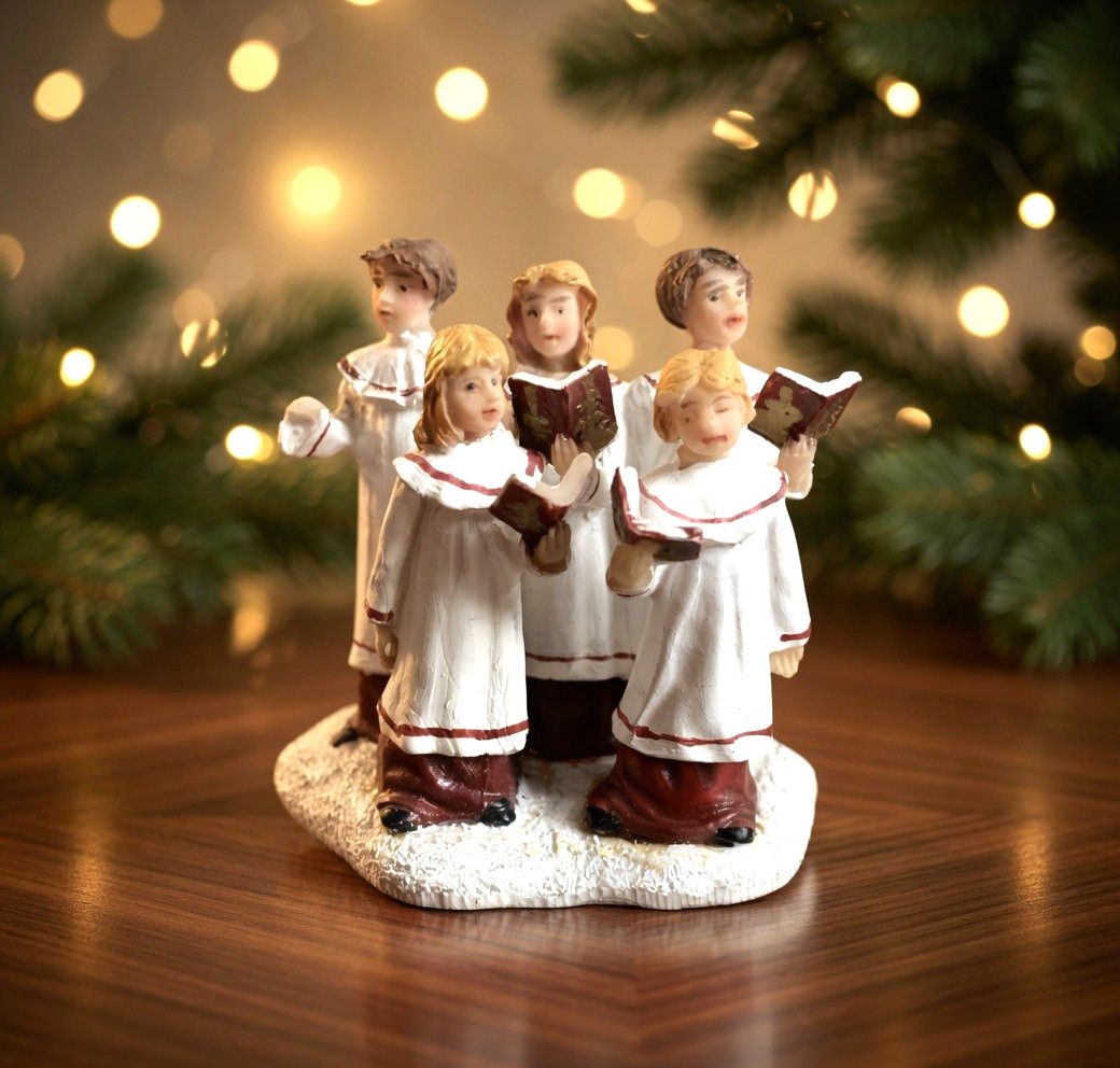 Vintage Children Choir Singers Christmas Figurine 5-Piece Group 2.5×2.5″ Resin G