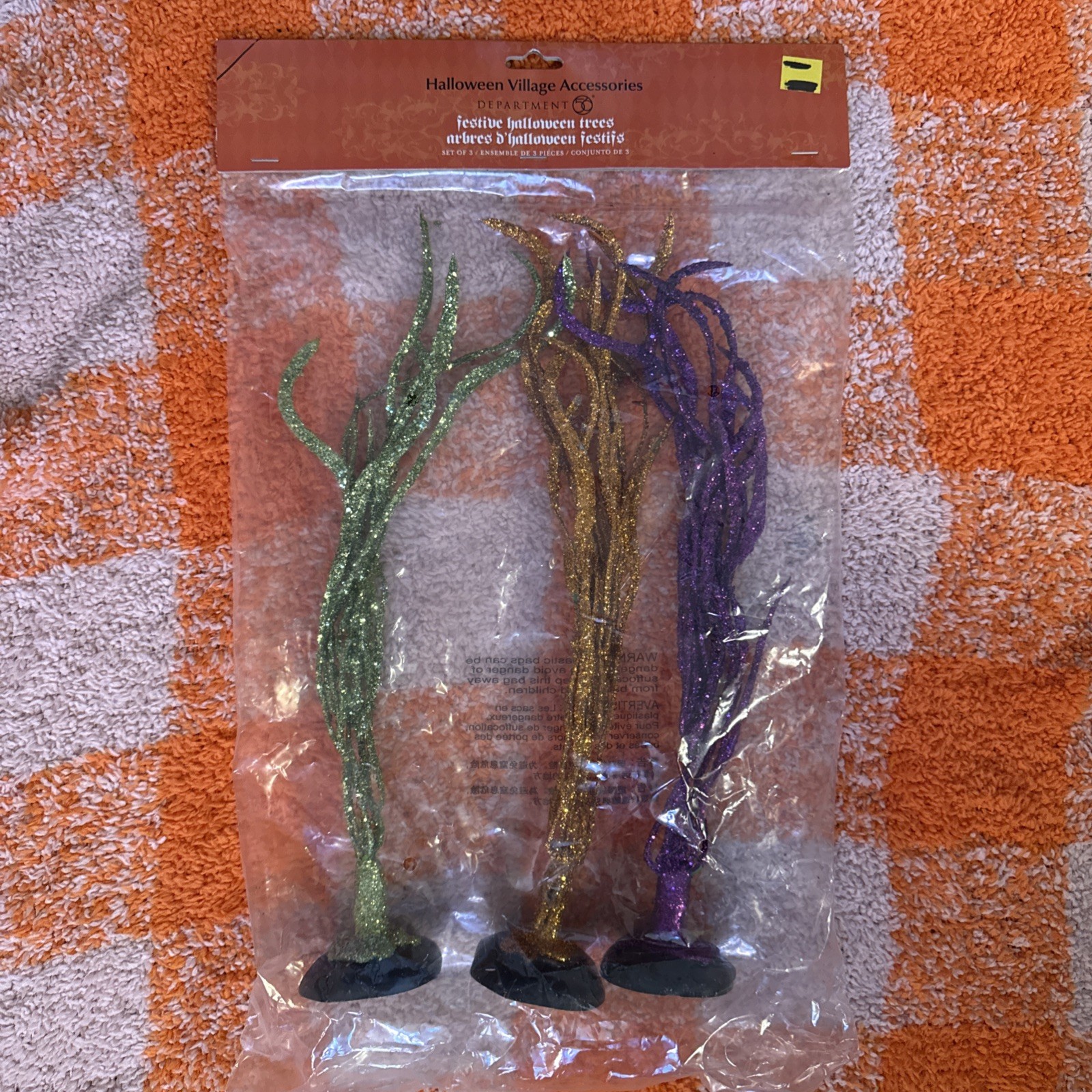 Department 56 Festive Halloween Set of 3 Trees – Green, Orange, Purple 6010464